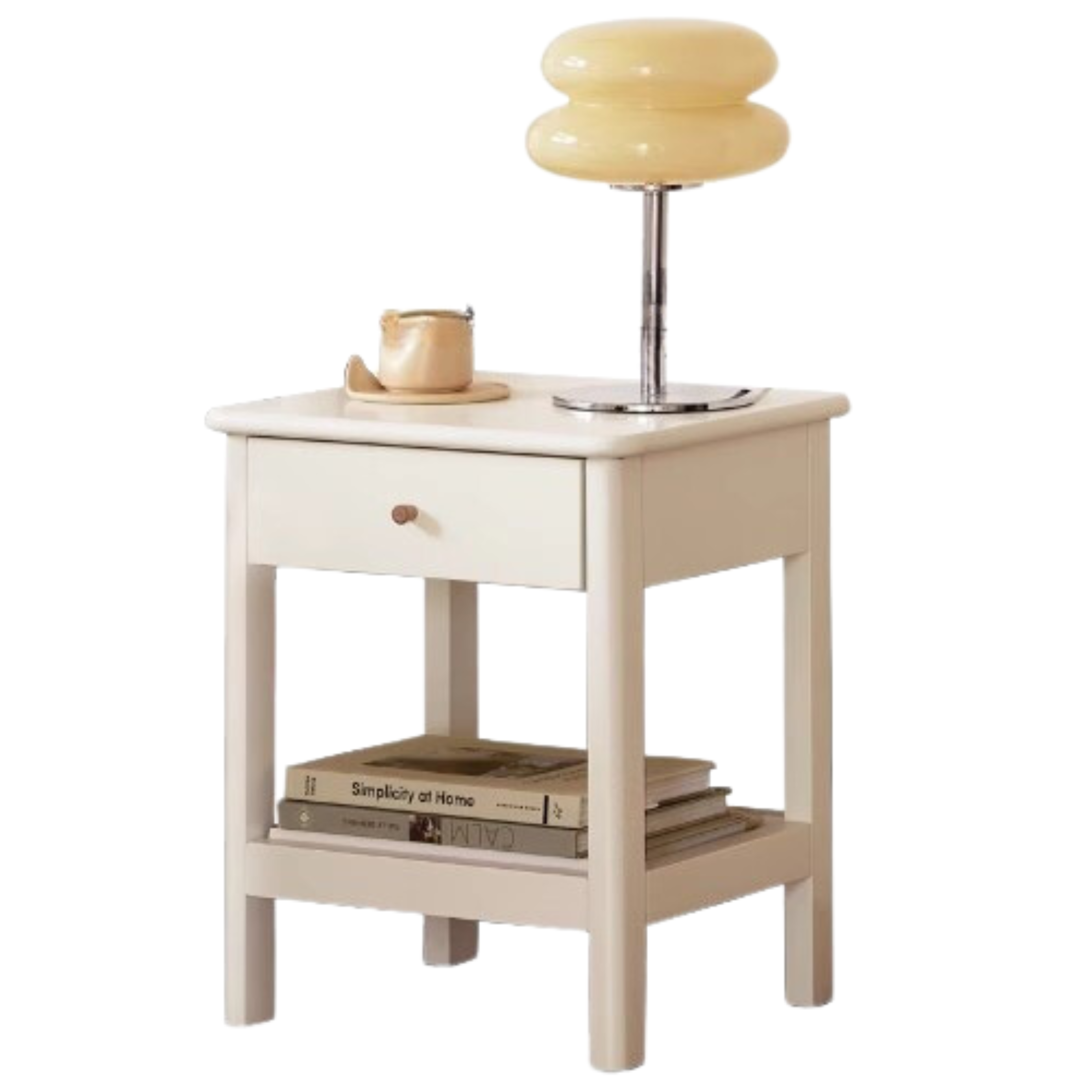 Beech solid wood drawer nightstand.
