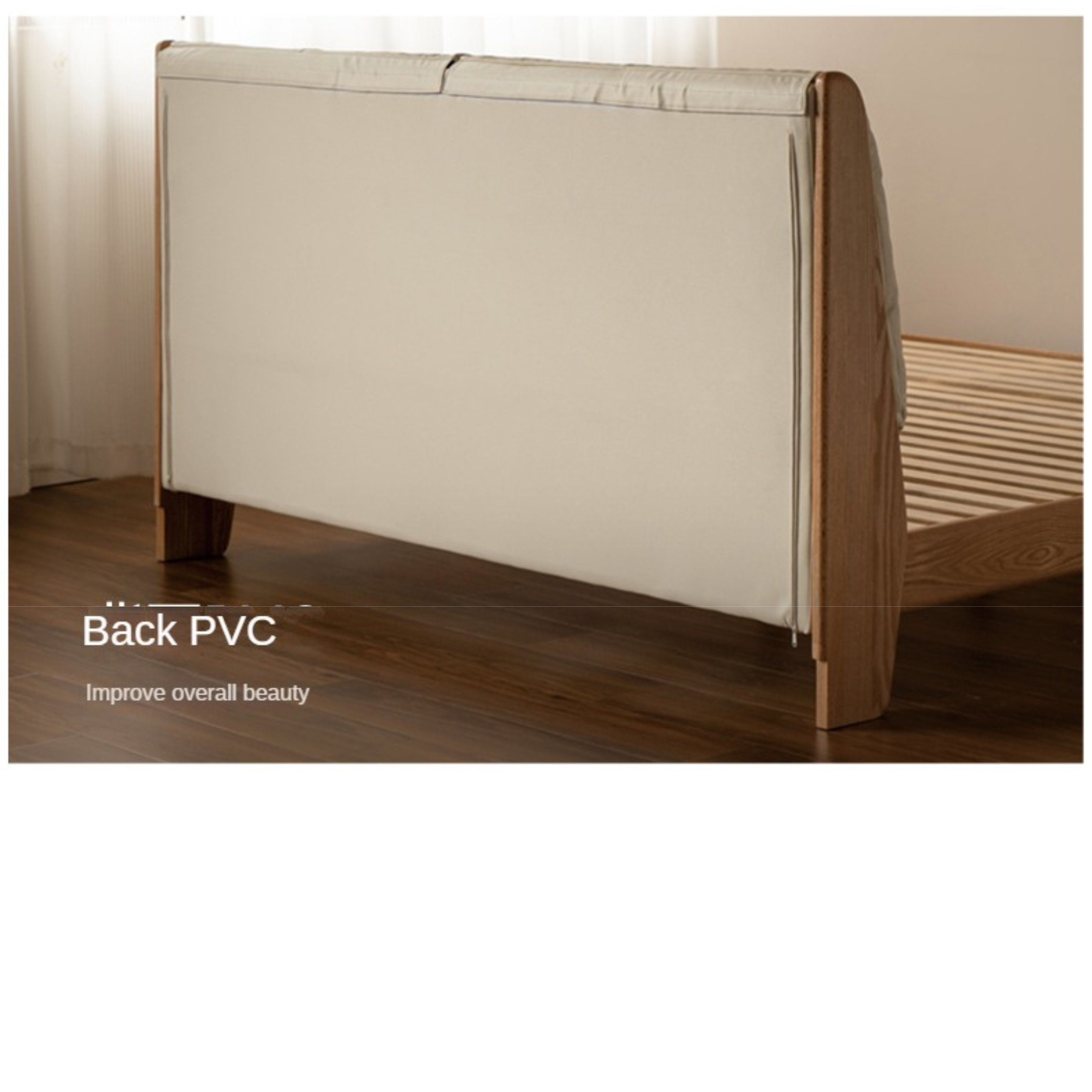 Oak, Ash Solid Wood Leather Soft Suspended Bed Italian Light Luxury