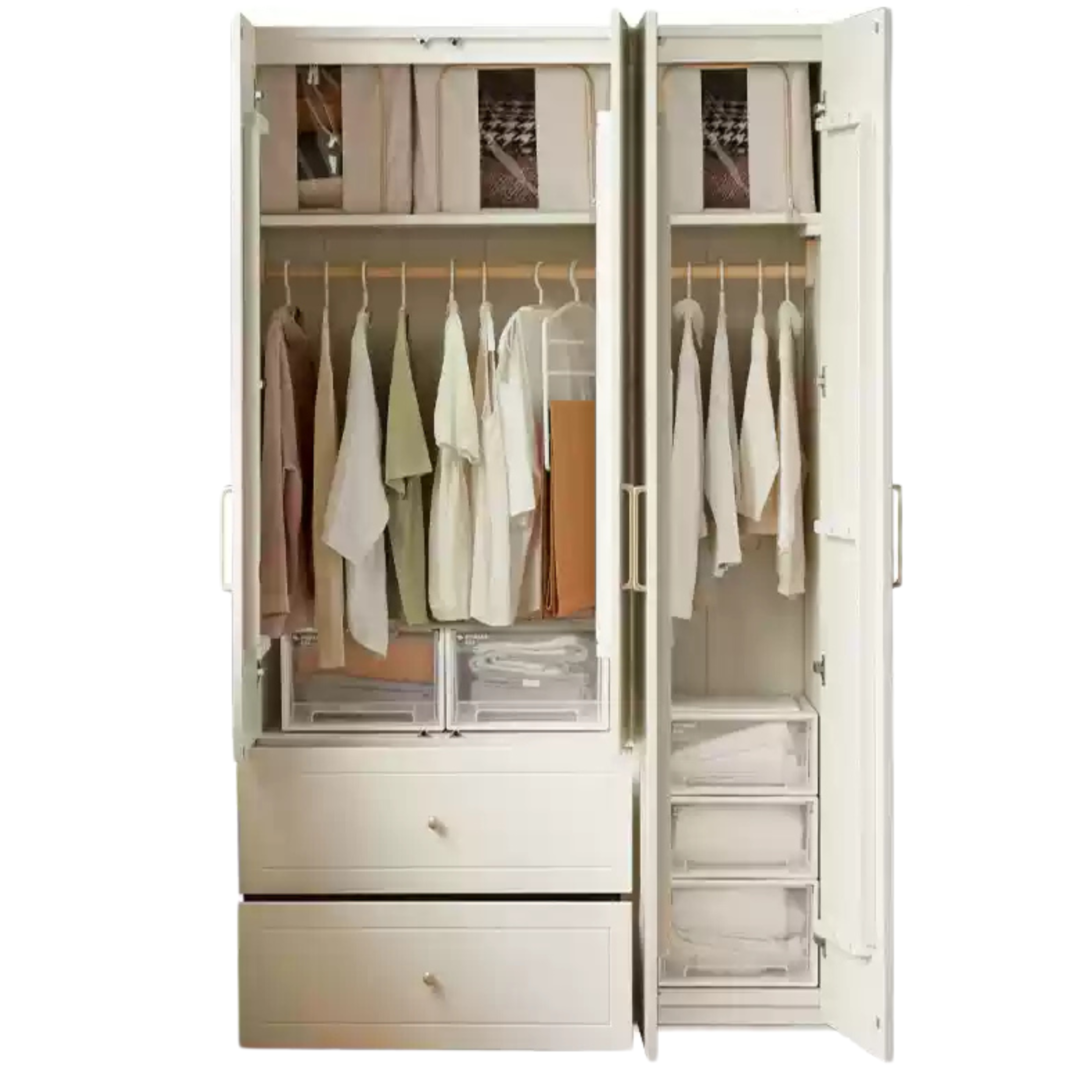 Pine Solid Wood Wardrobe French Cream Style:
