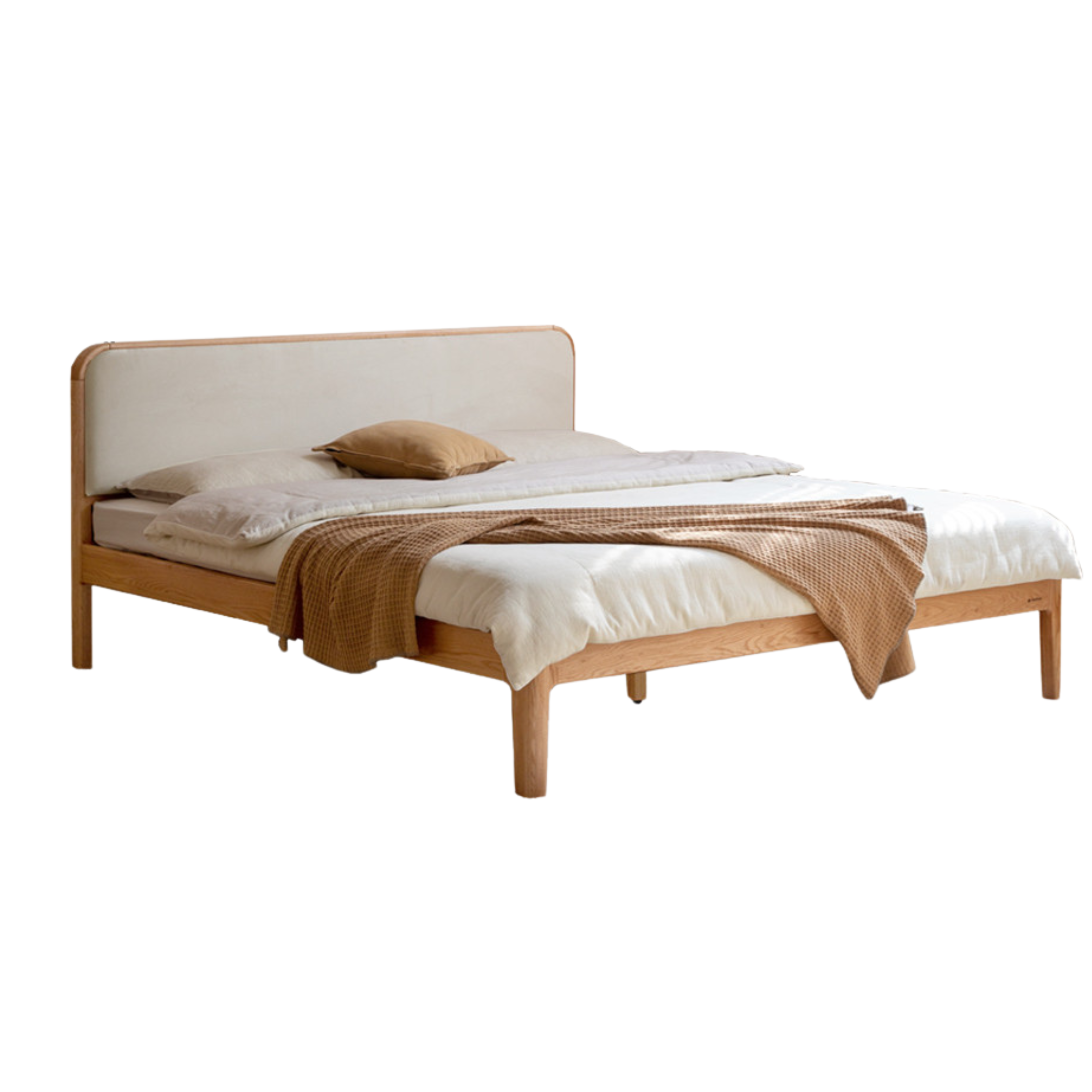 Oak Solid Wood Bed Technology Fabric,suede