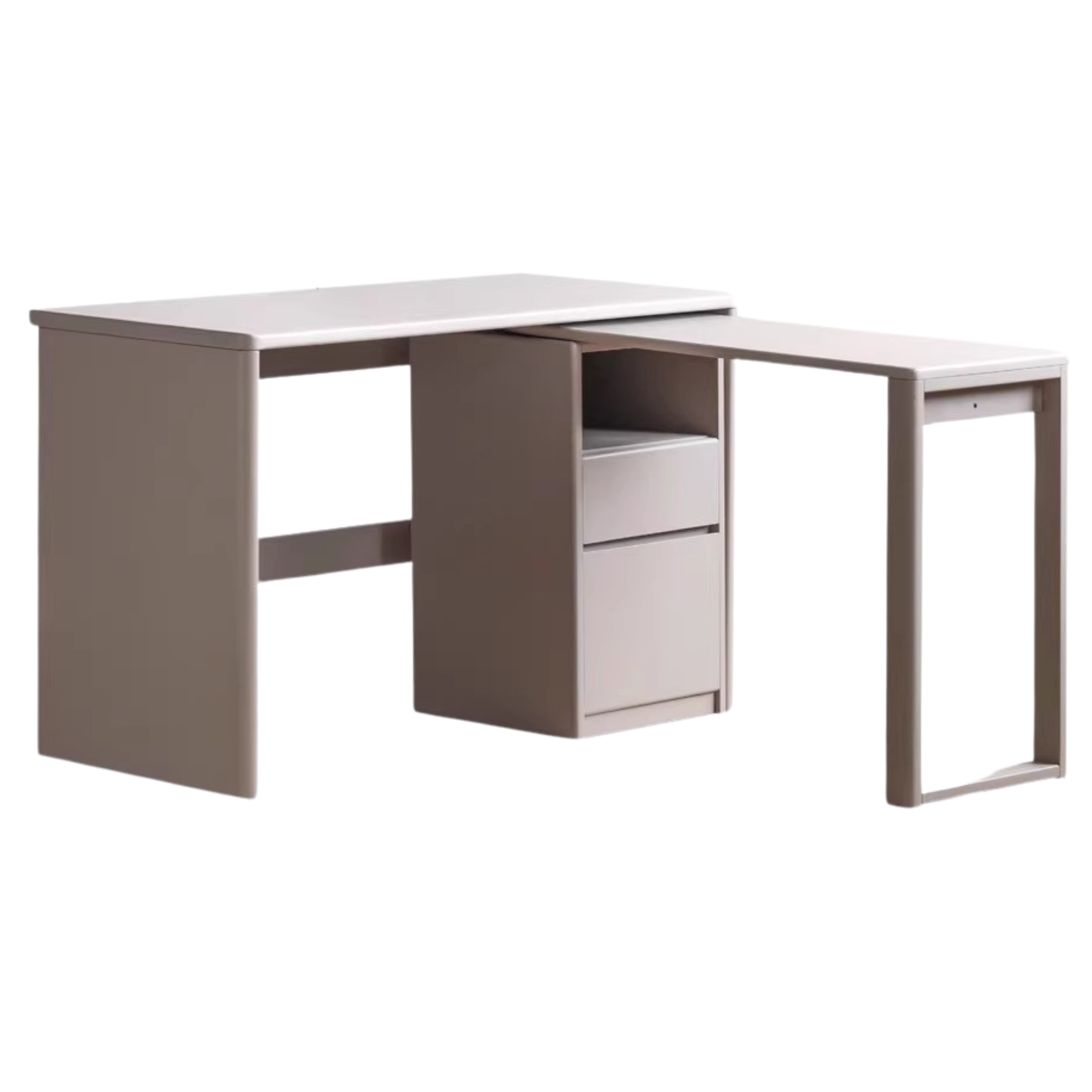Poplar Solid Wood Computer Desk Bookshelf Integrated Light Luxury