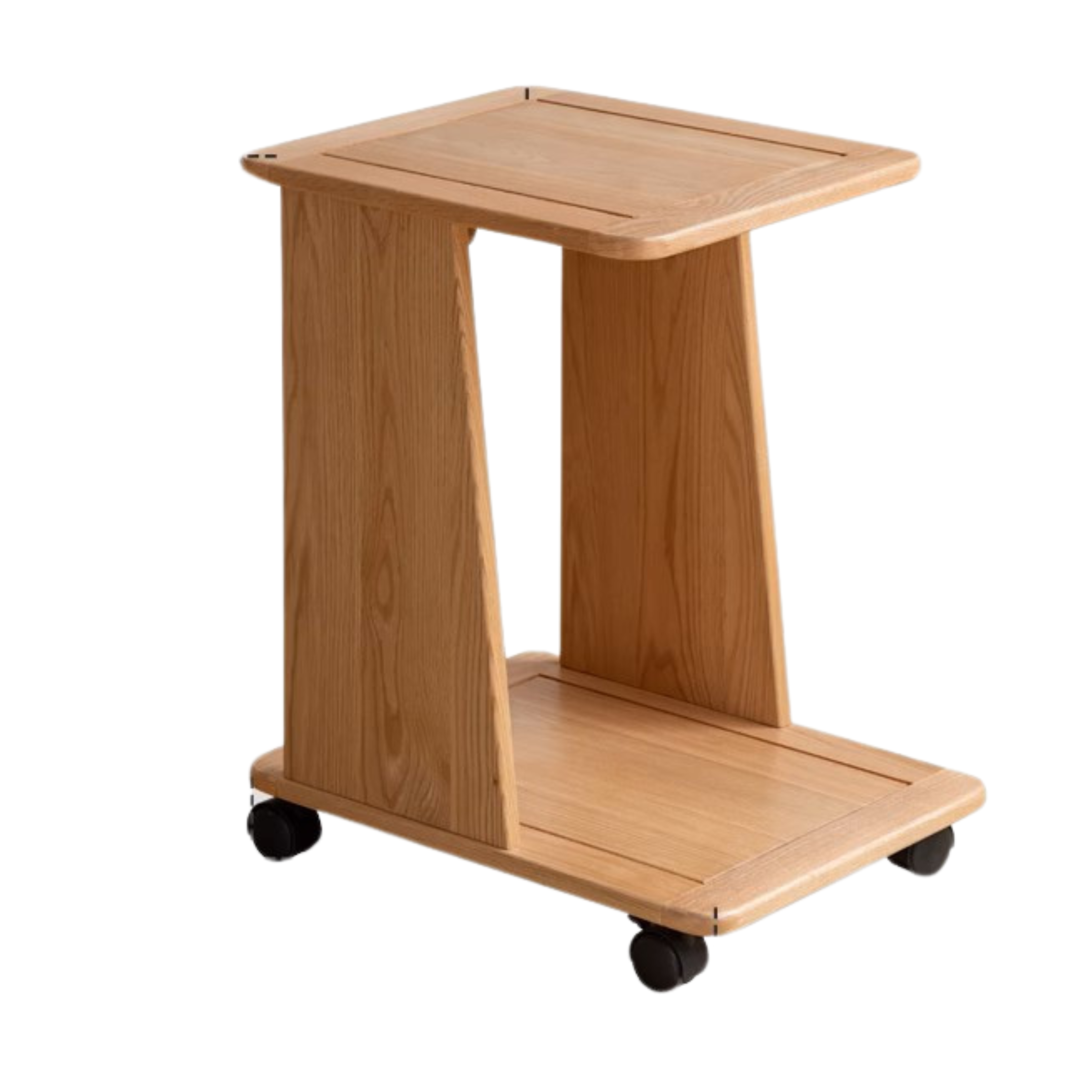 Oak Solid Wood Trolley mobile storage rack