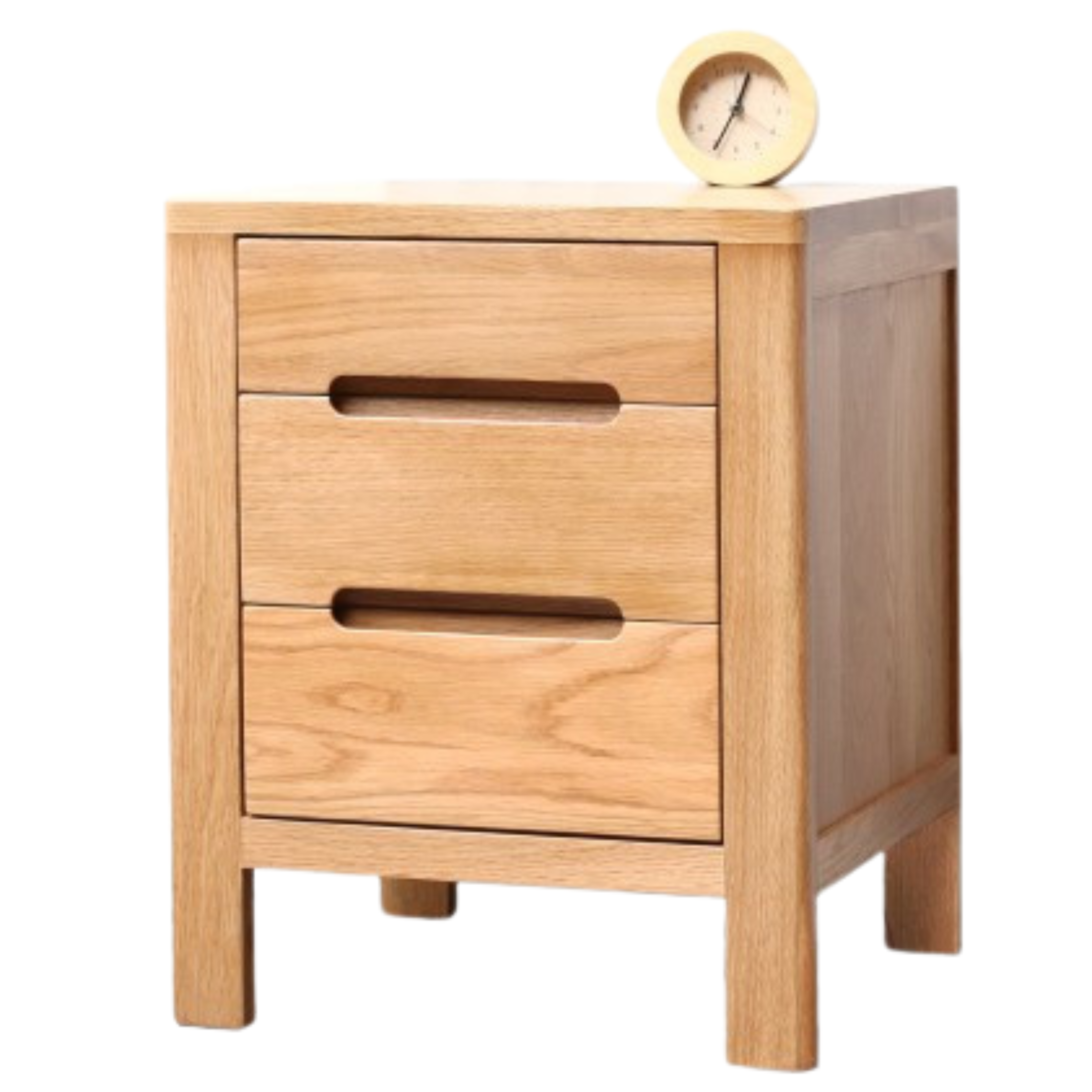 Oak solid wood Nightstand  three drawer )