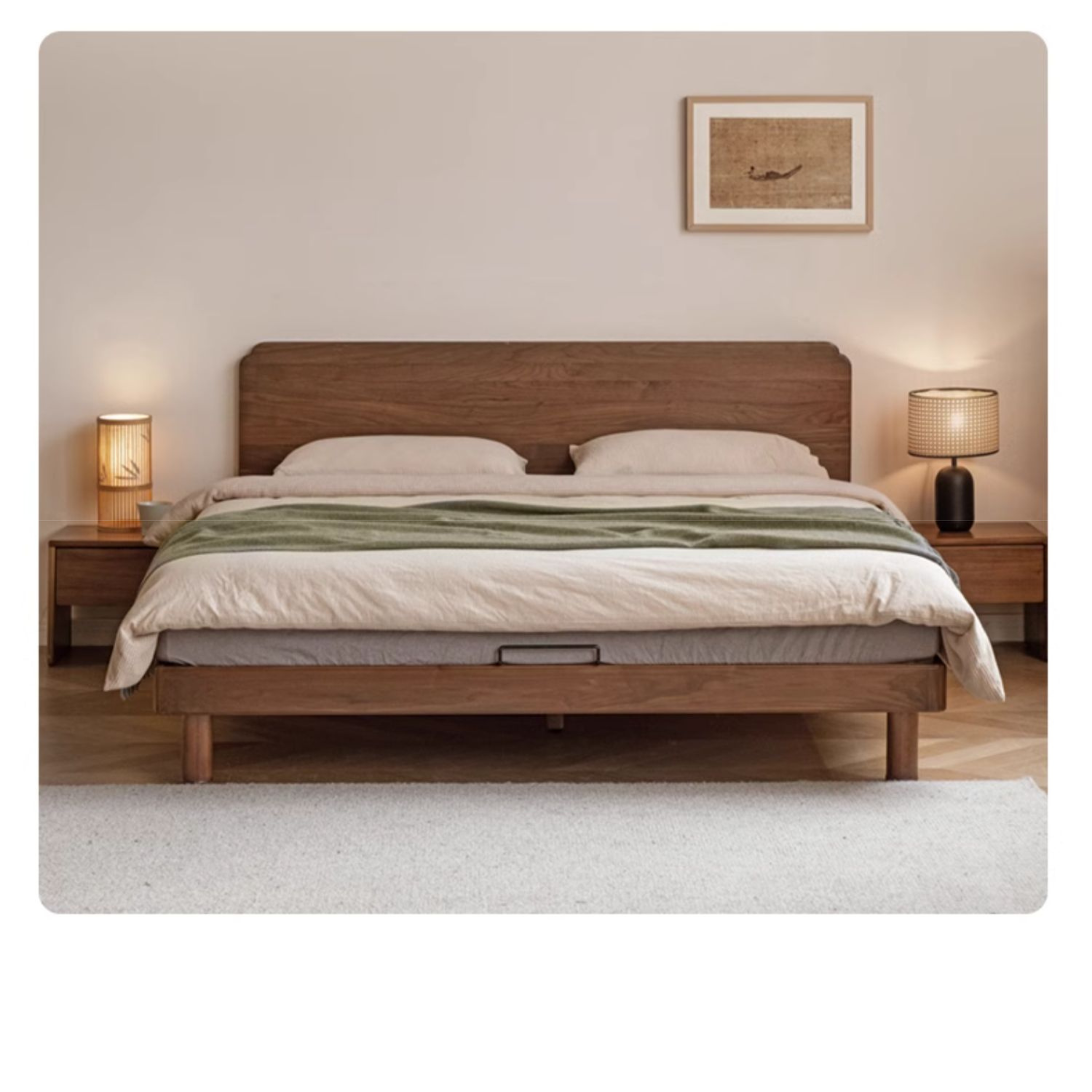North American black walnut solid wood bed