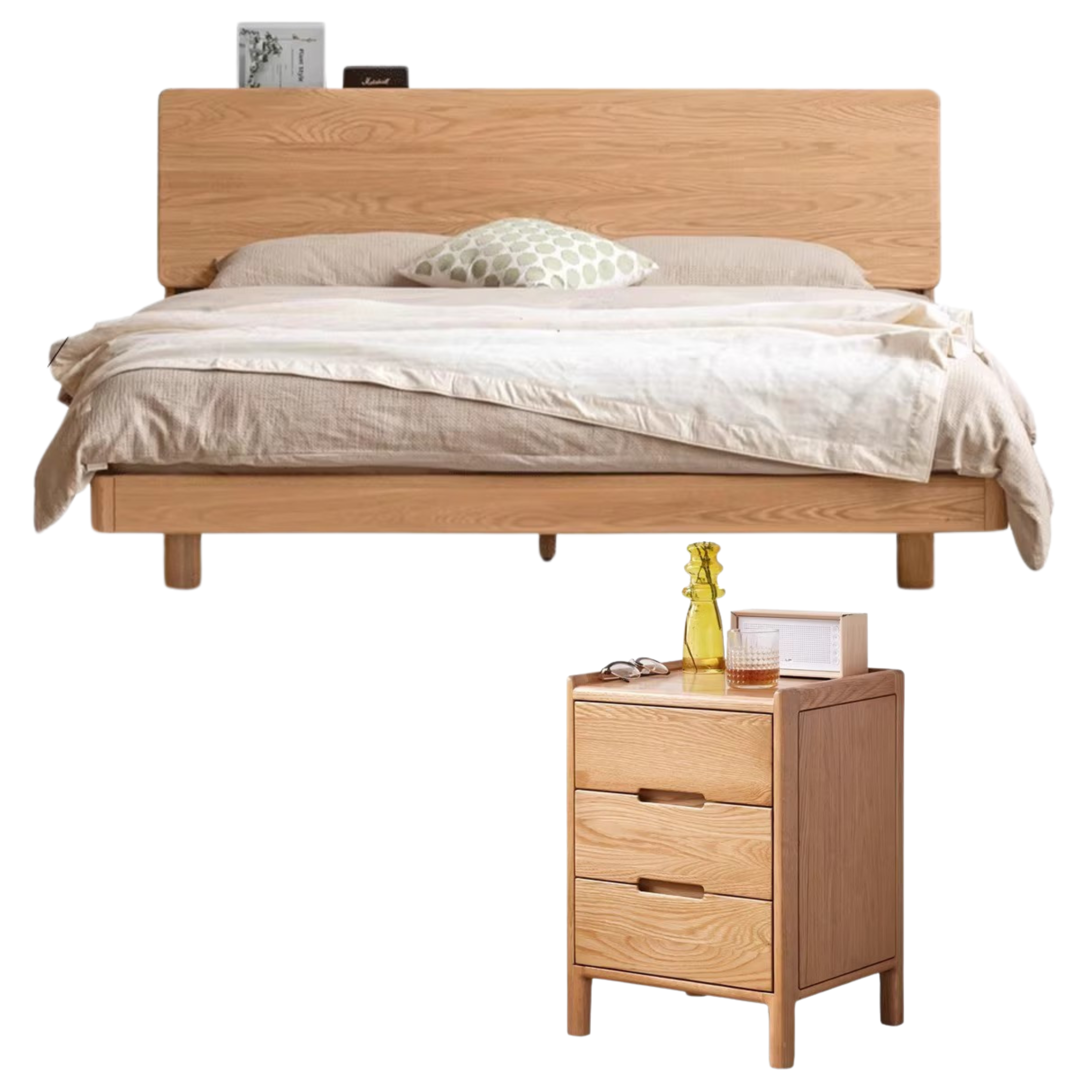 Oak solid wood modern suspension bed