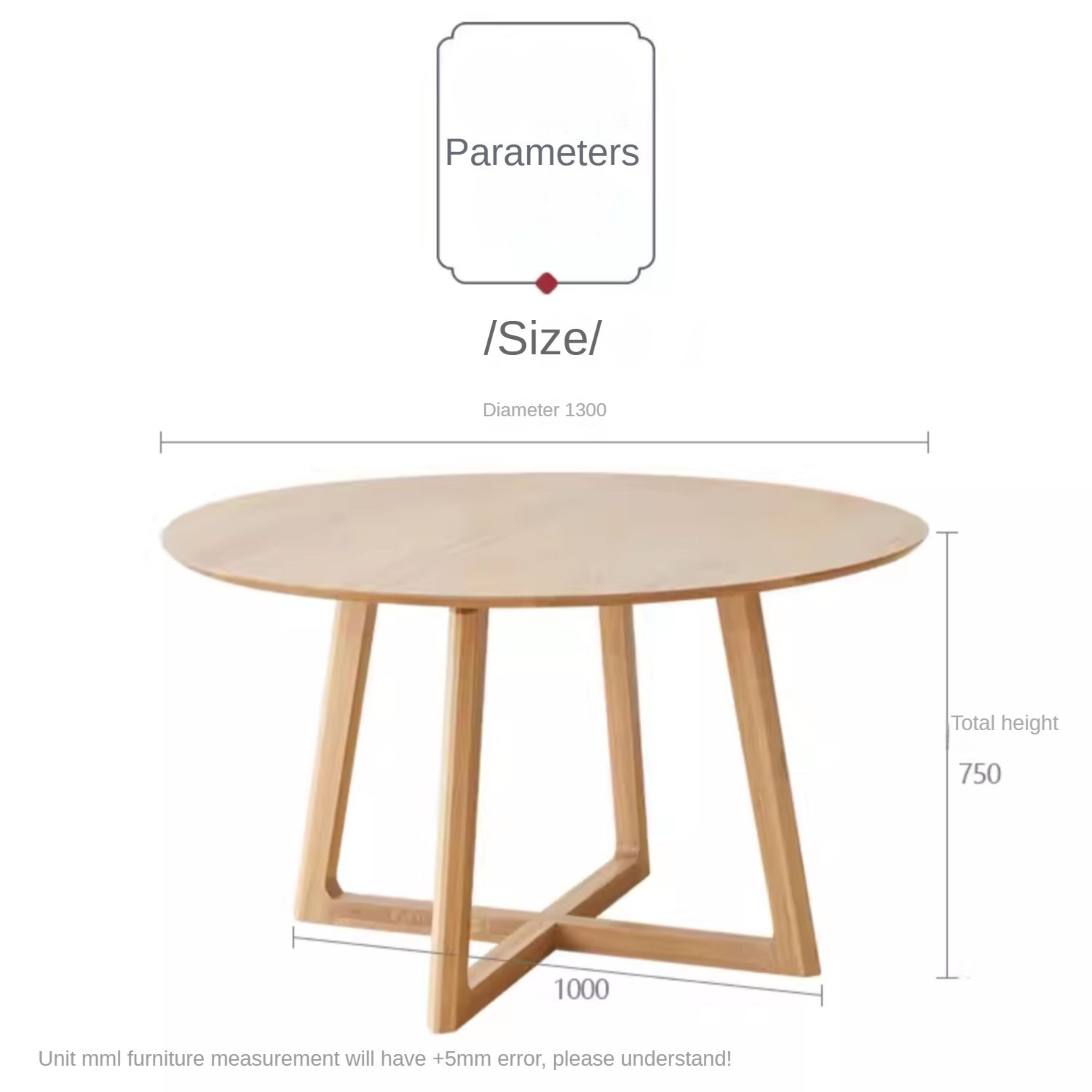Ash Solid Wood Round Dining Table