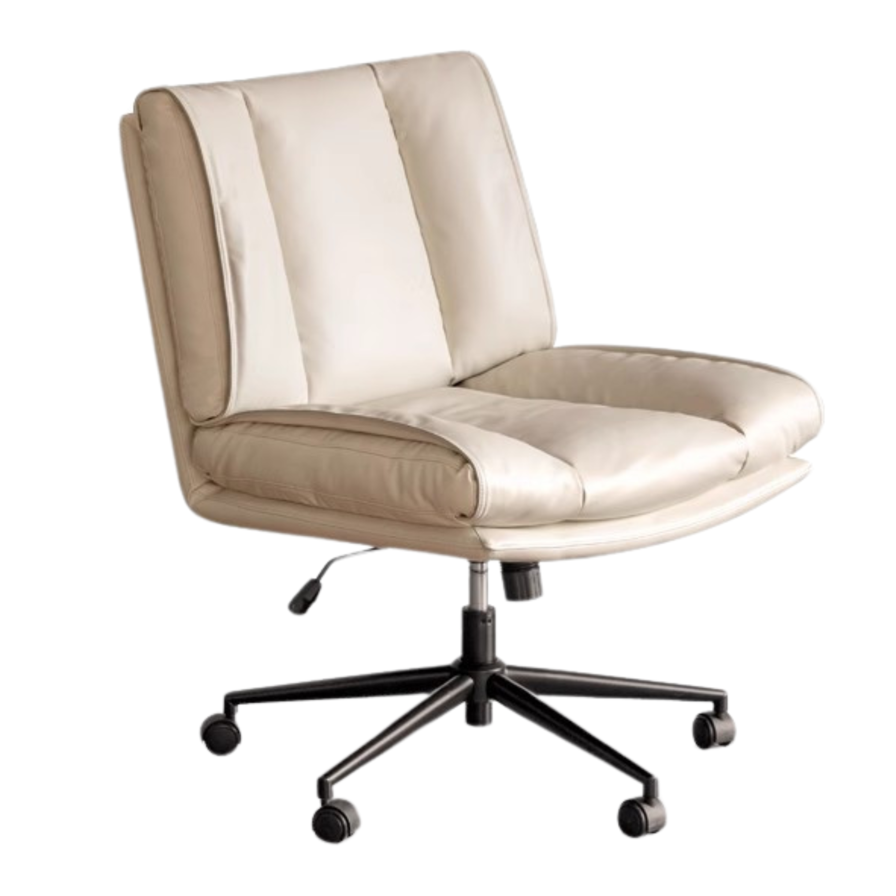 Organic Leather Soft Book Rotating Lift Chair Cream Style