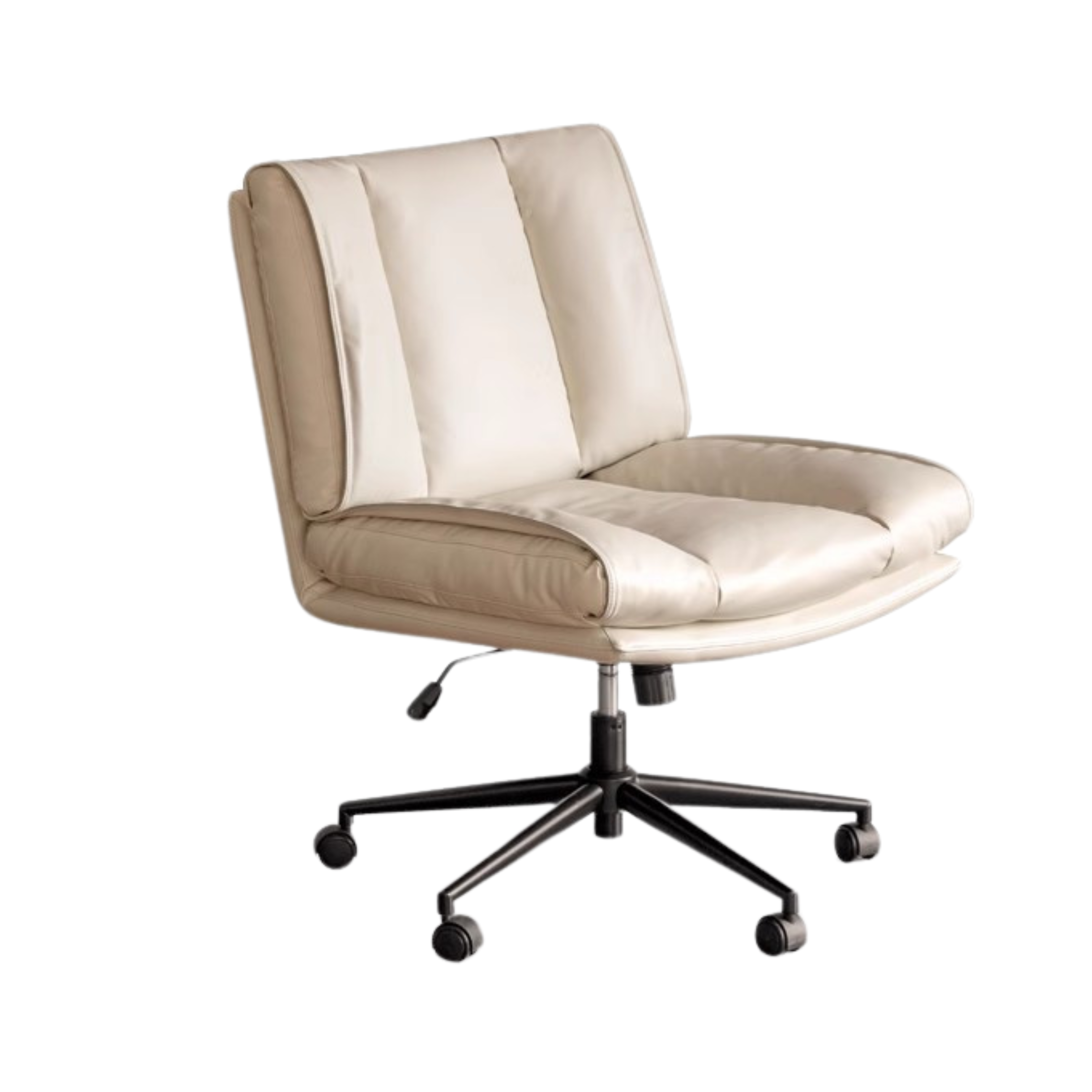 Organic Leather Soft Book Rotating Lift Chair Cream Style