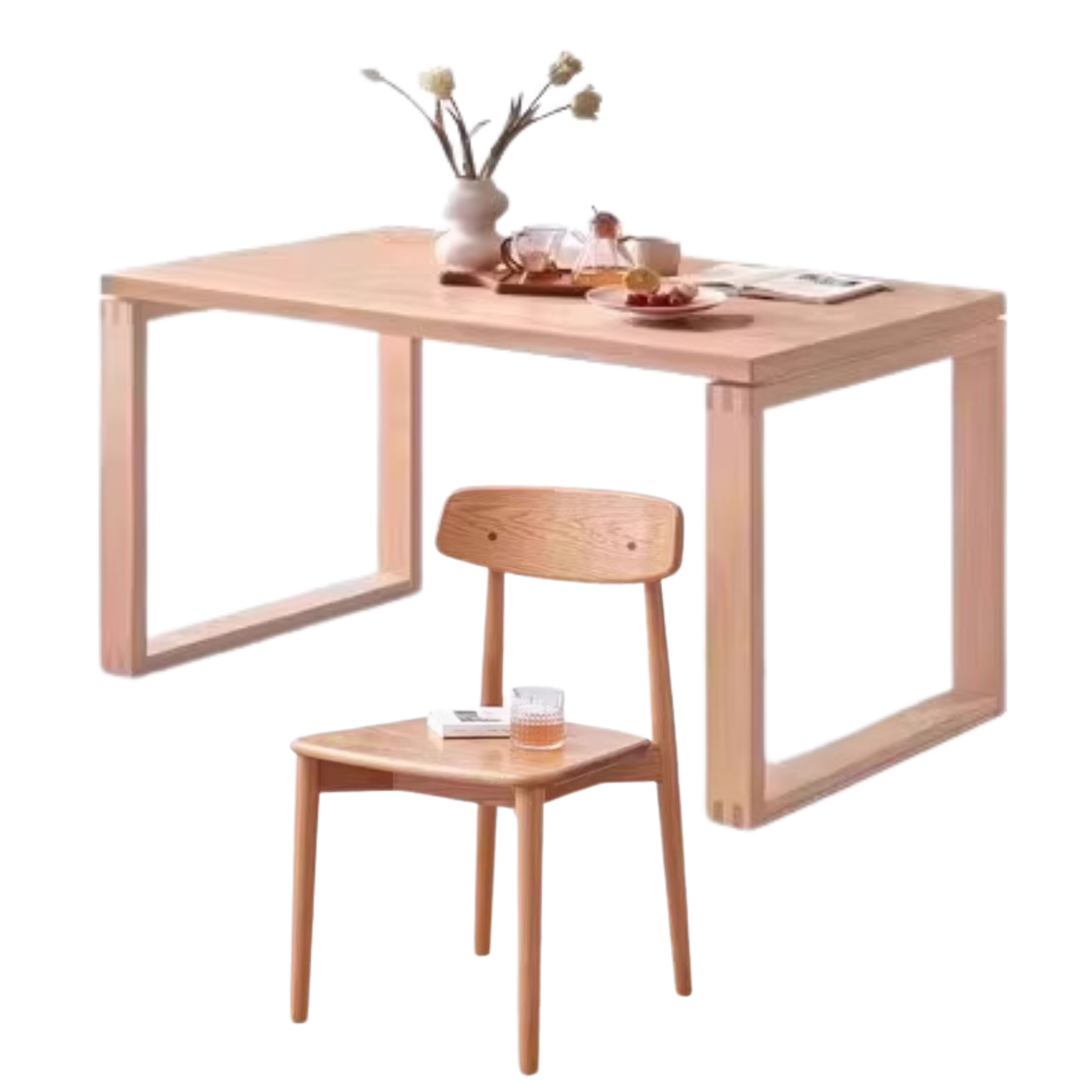 Oak Solid Wood Rectangular Rock Slab Dining Table