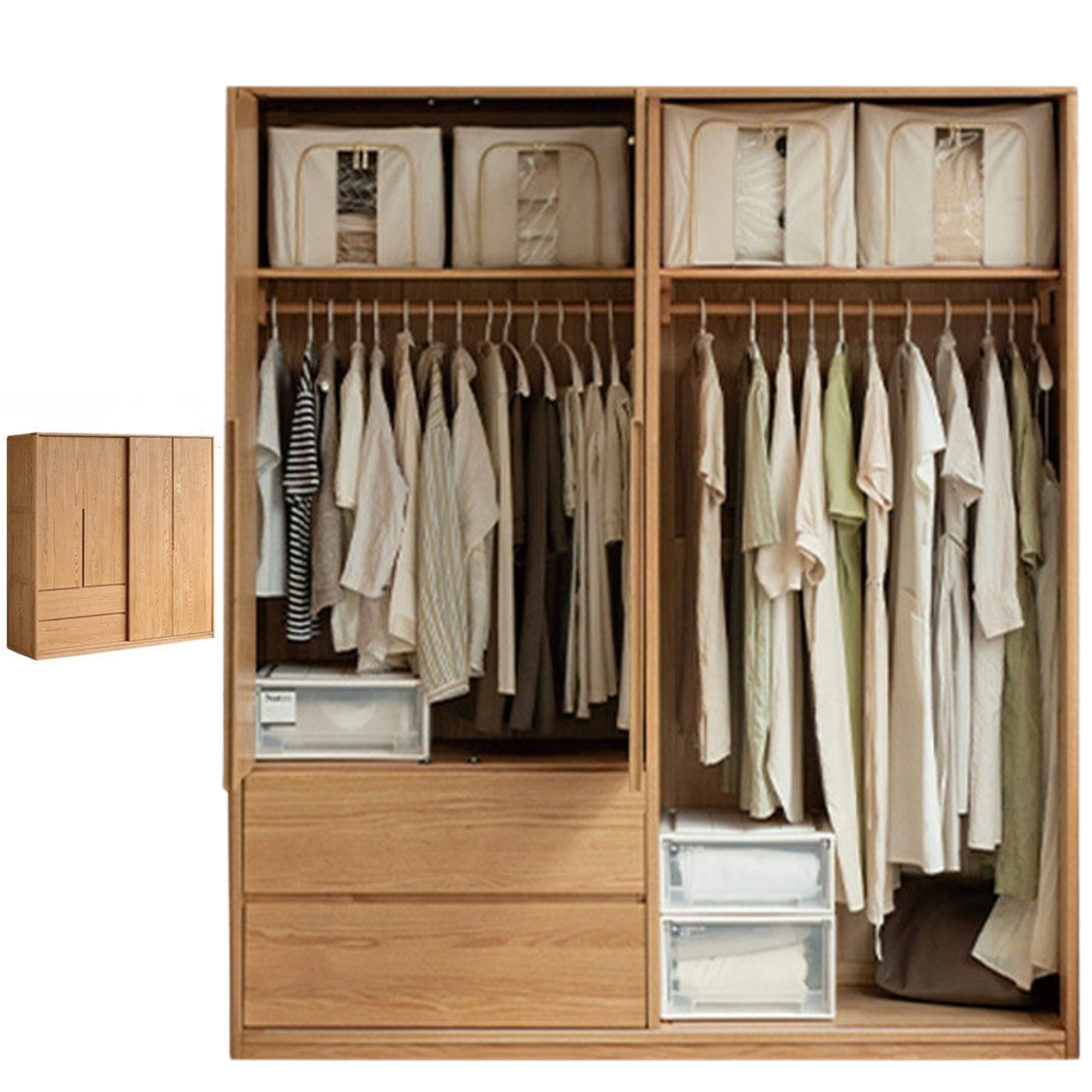 Oak Solid Wood Wardrobe Sliding Door.