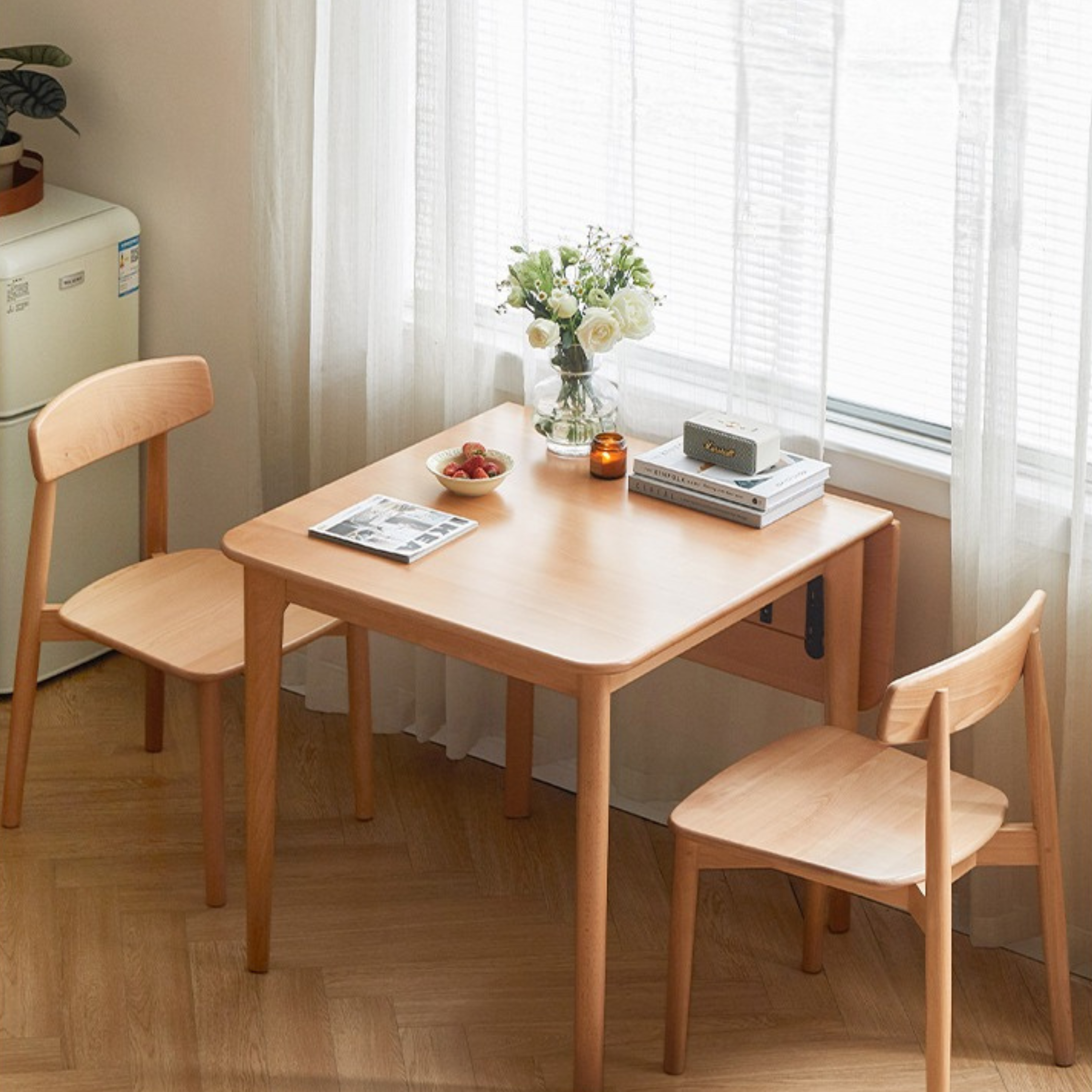 Beech Solid Wood Folding Small Size Dining Table