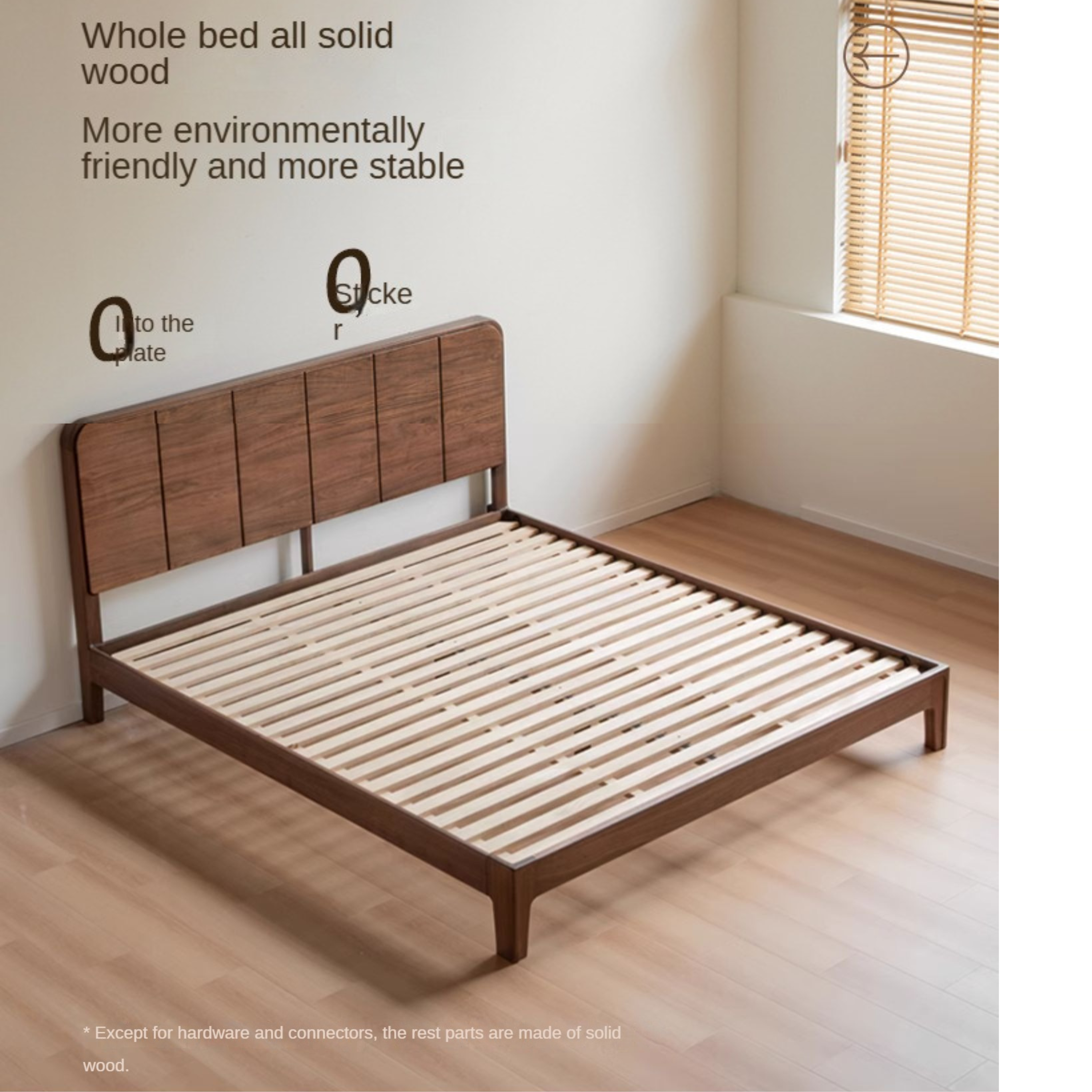 Black Walnut Solid Wood Bed New Chinese Retro