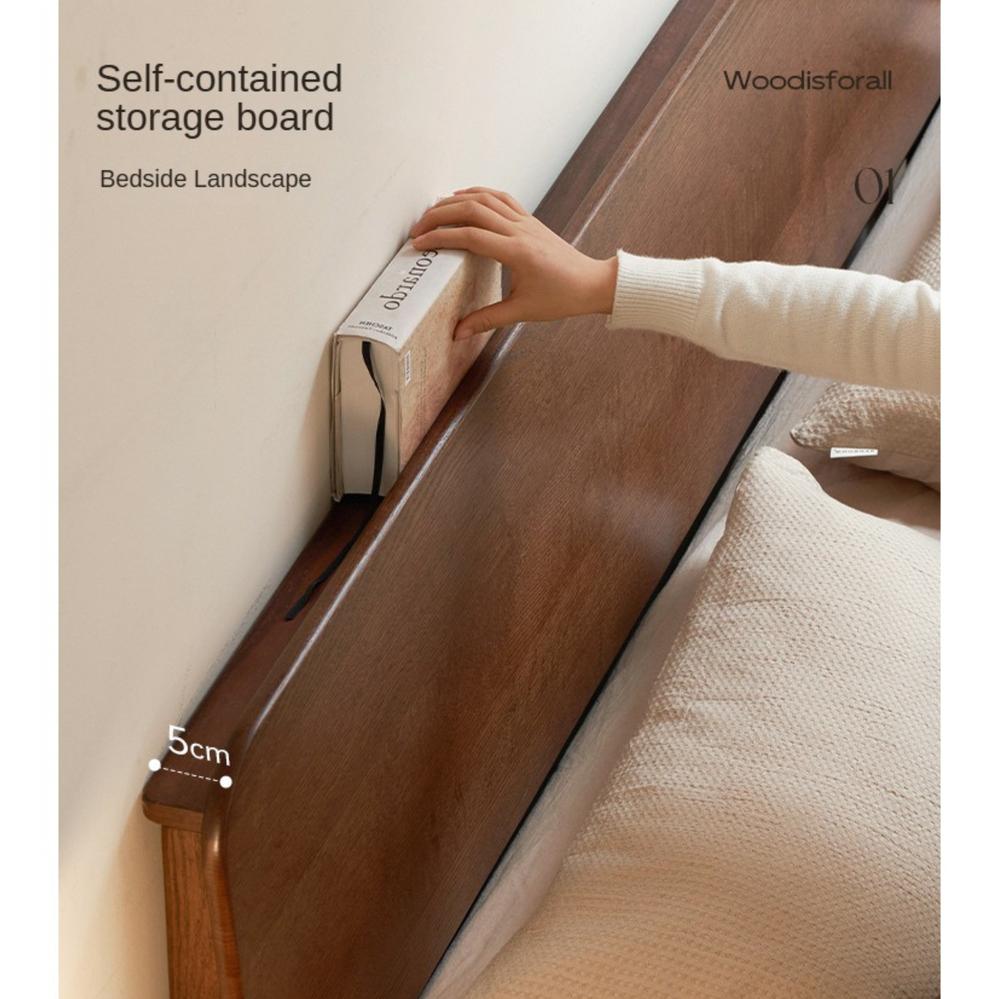 Oak Solid Wood Nordic Bed Modern