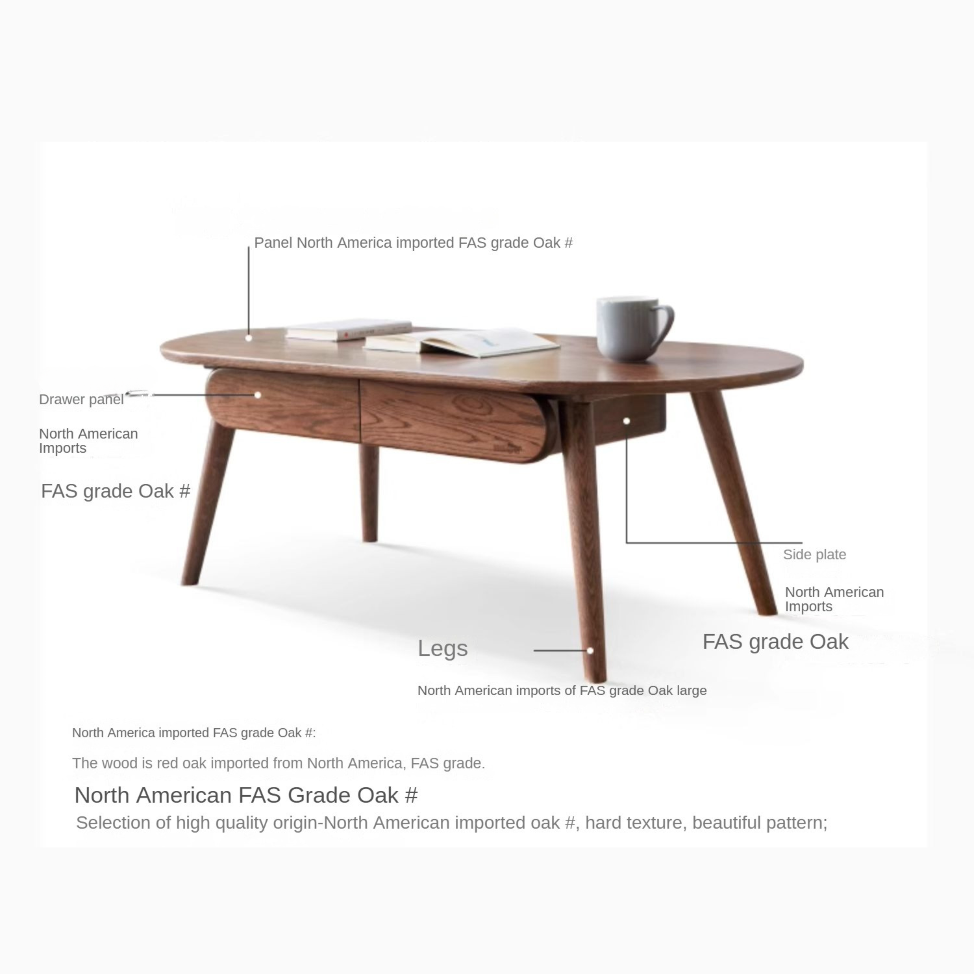 Oak Solid Wood Coffee Table