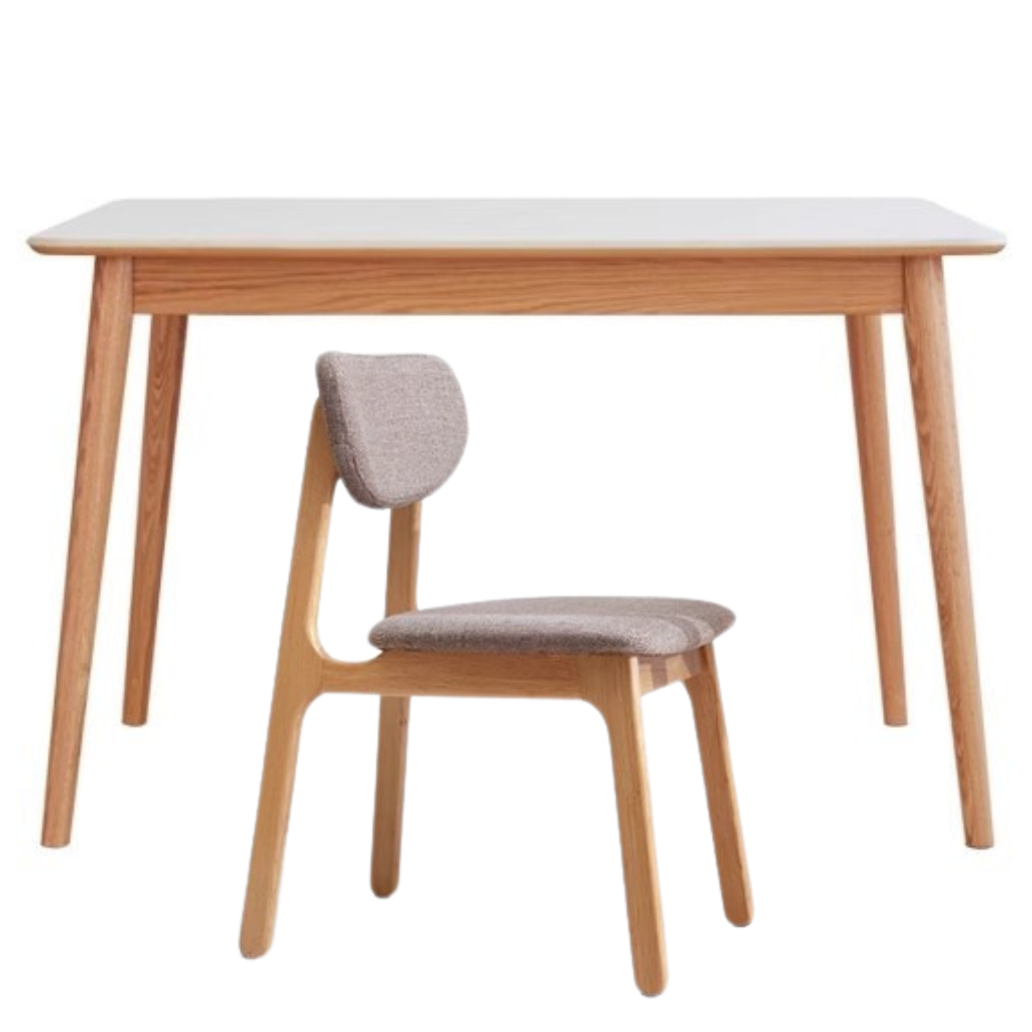 Oak Solid Wood Dining Table With Rock Slab Surface