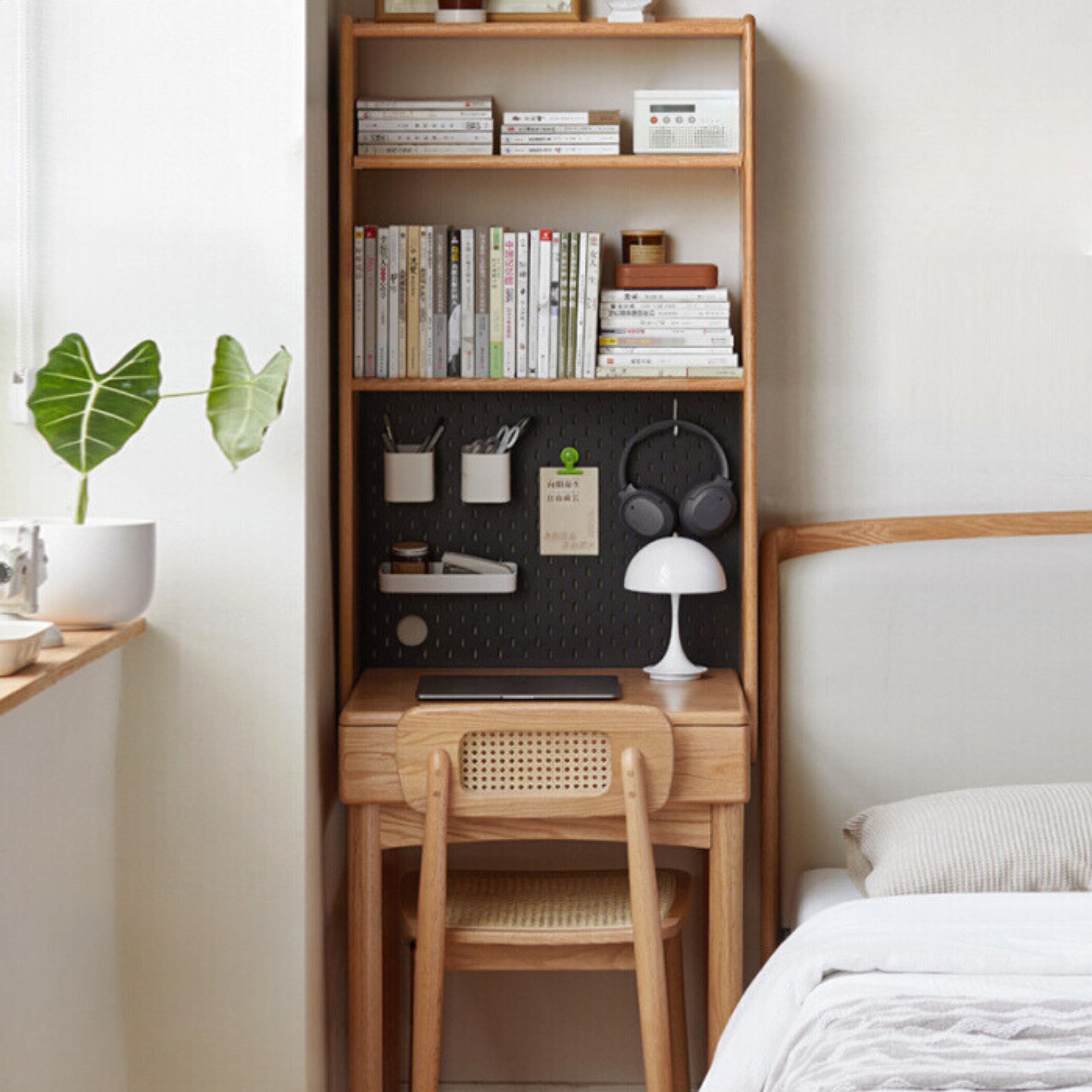 Oak Solid Wood Desk Bookshelf
