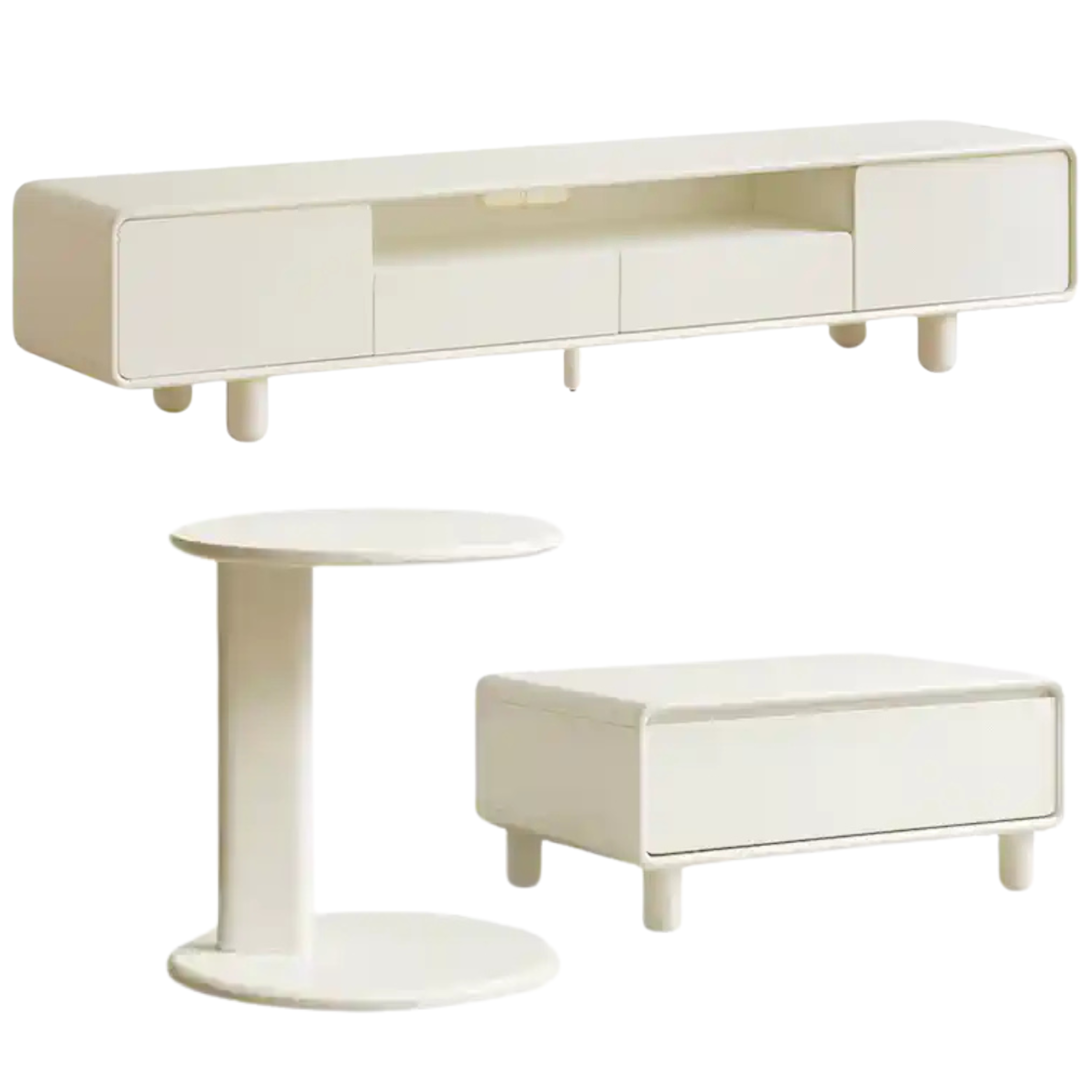 Rubber Solid Wood French Cream Style TV Cabinet