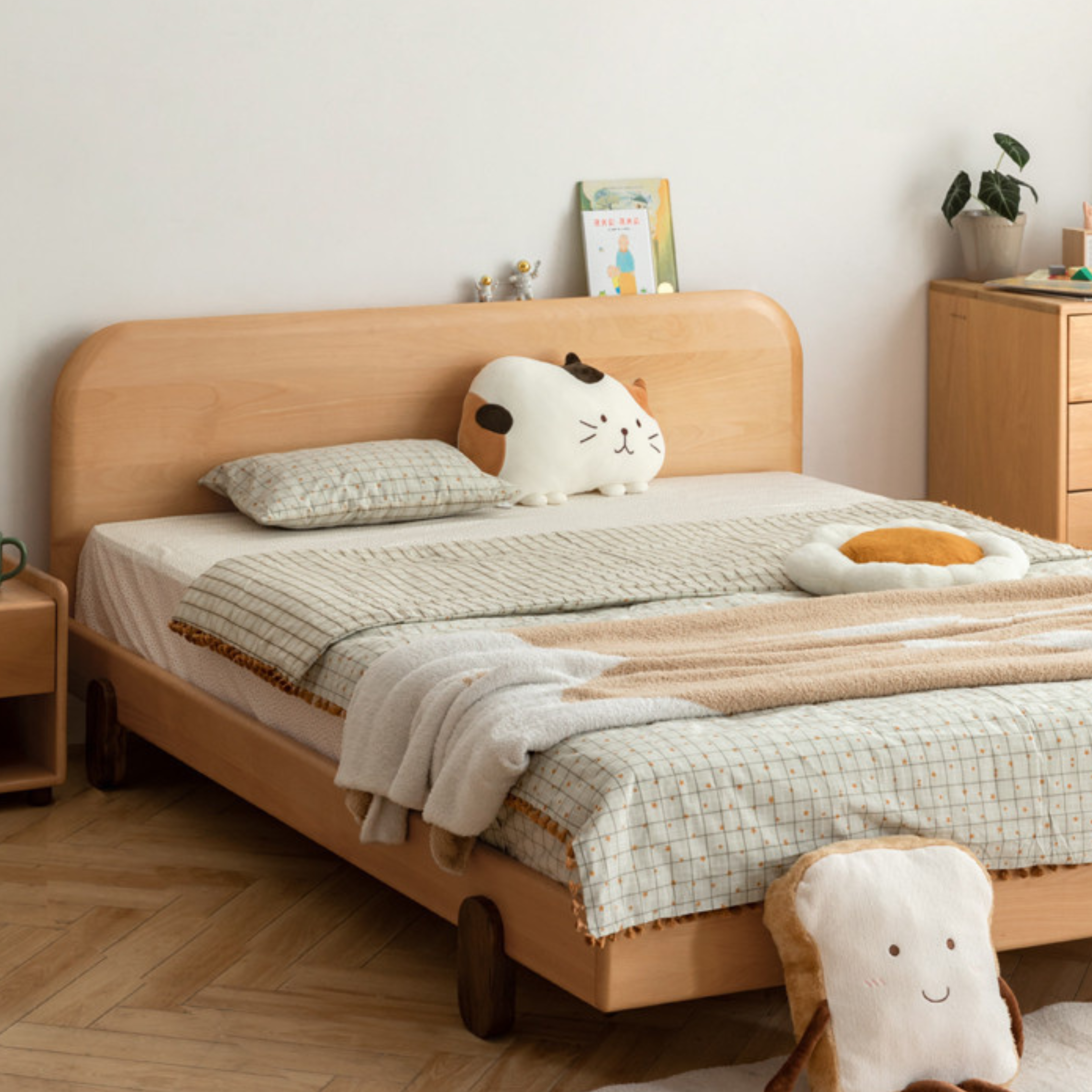 Oak solid wood children's bed<