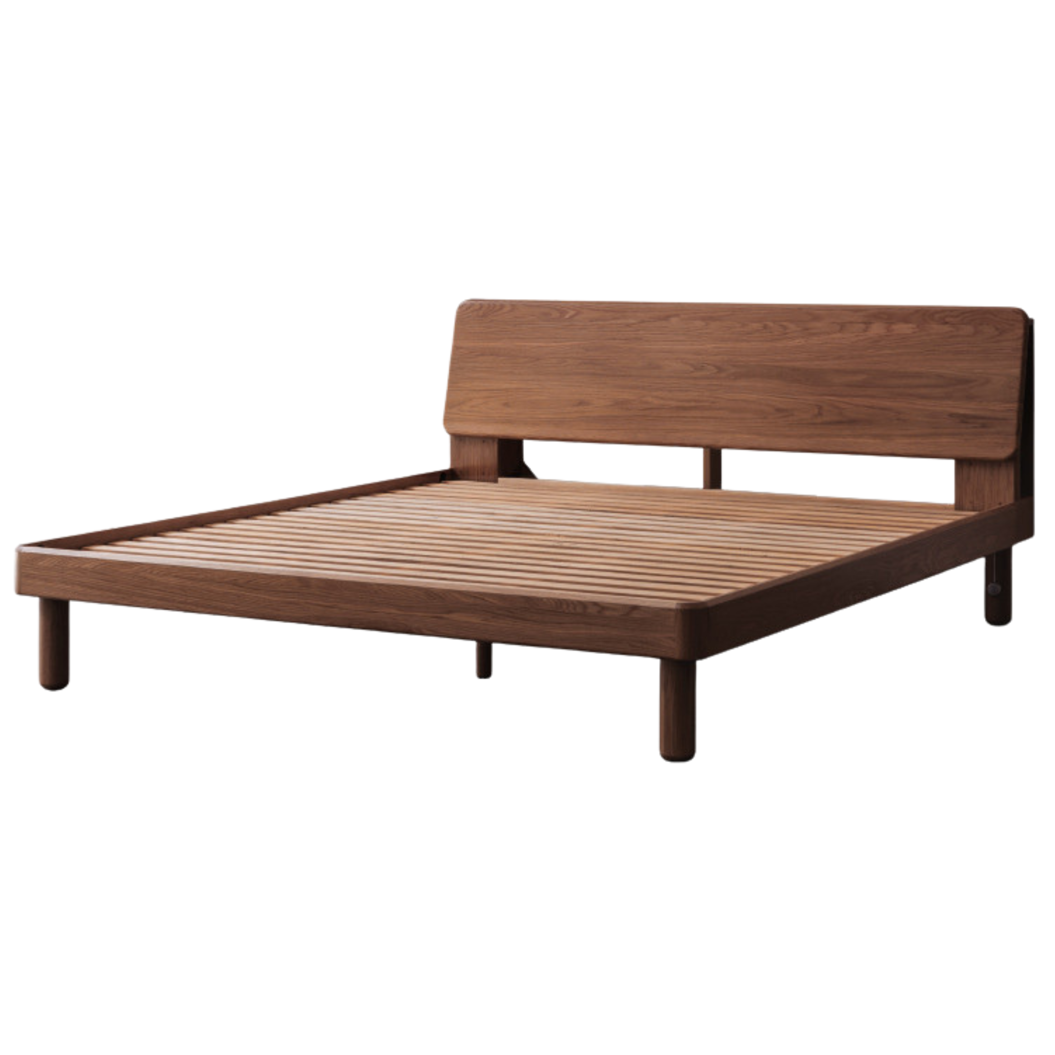 Oak solid wood bed with light, storage space