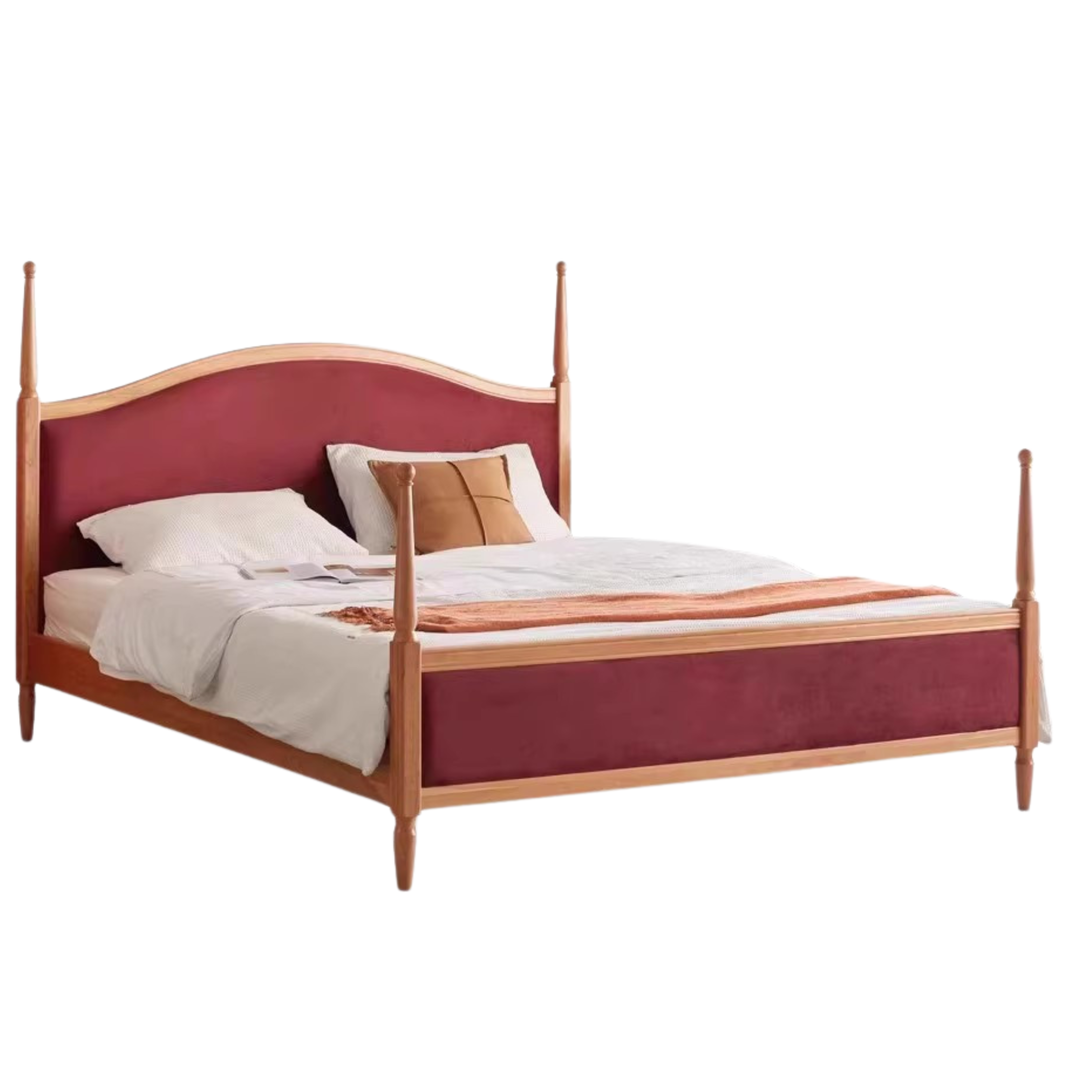 Cherry wood solid wood bed ,Retro style, princess bed