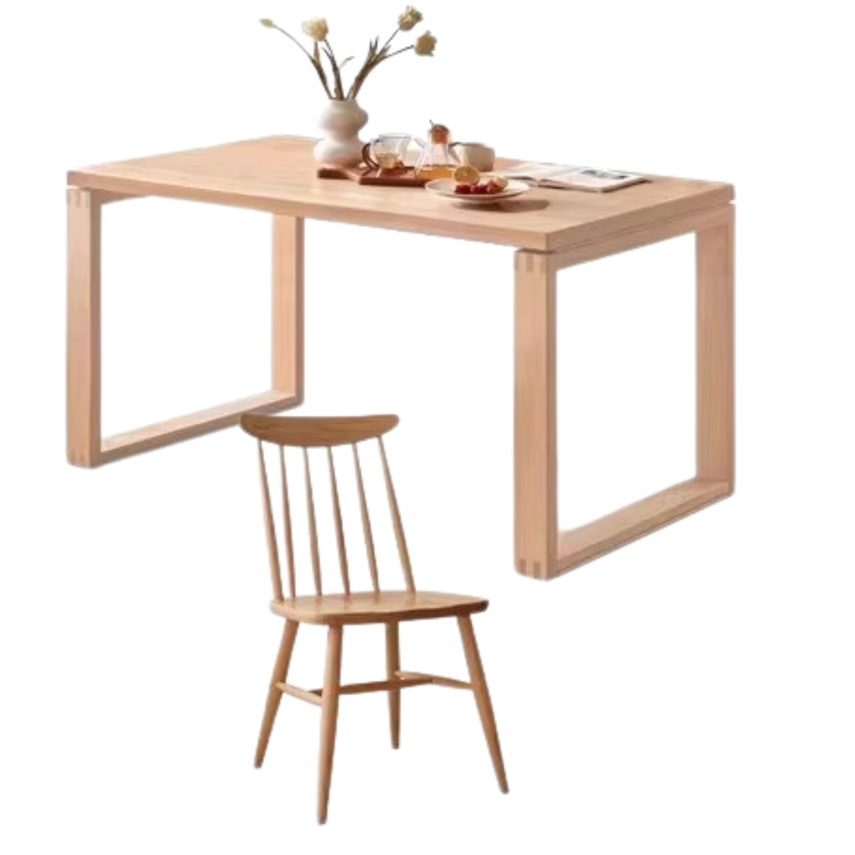 Oak Solid Wood Rectangular Rock Slab Dining Table