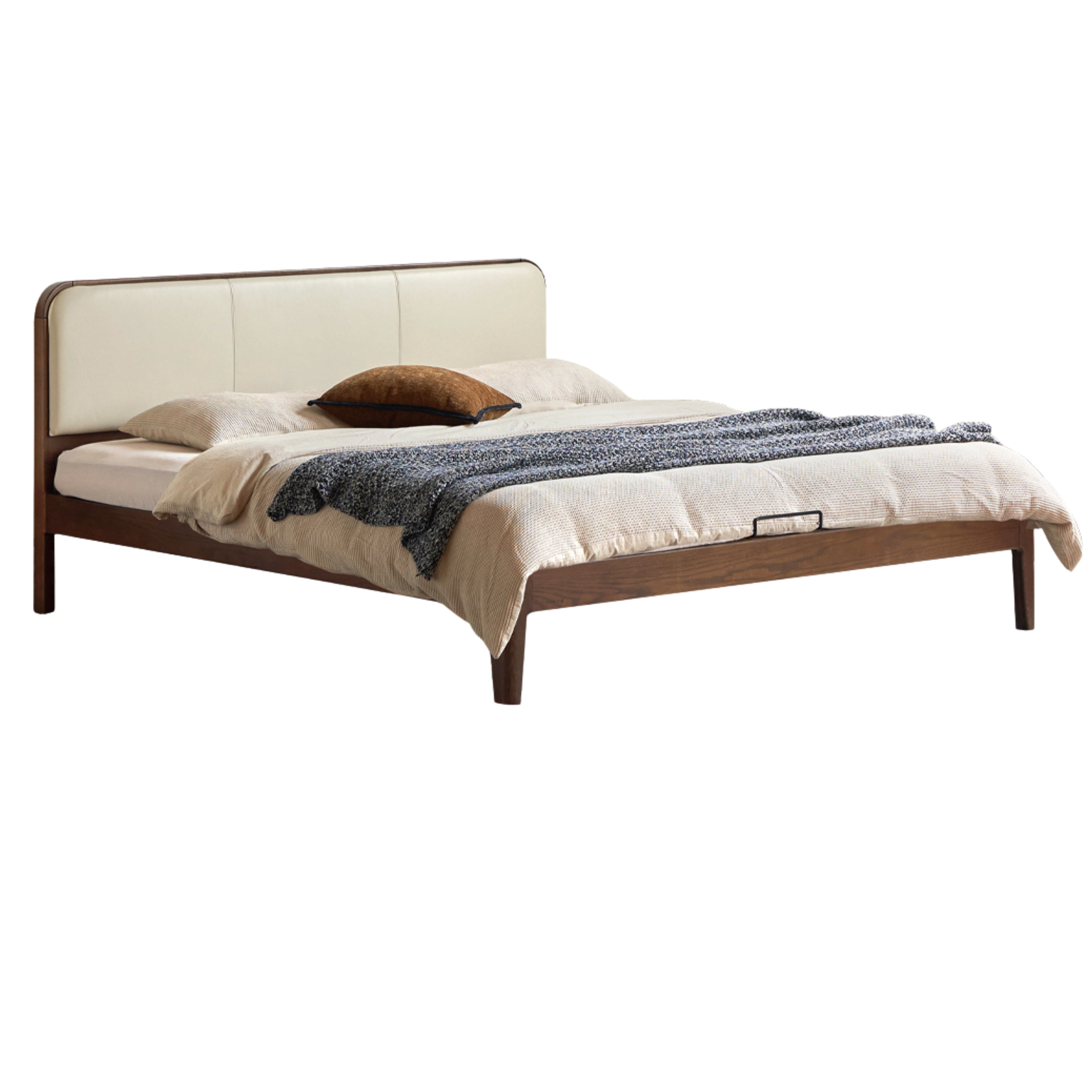 Oak,Rubber Wood Solid Wood Bed Technology Fabric