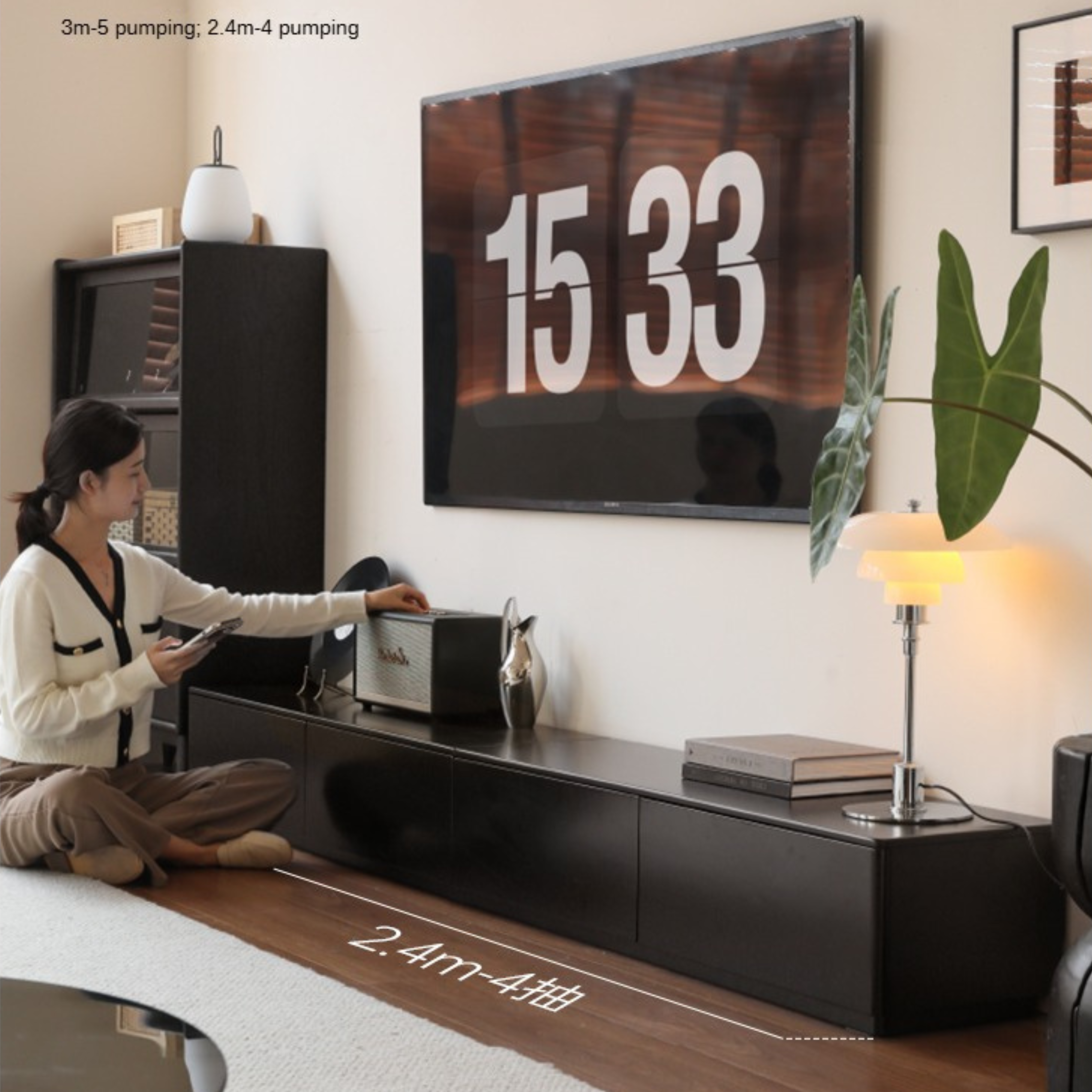 Poplar Solid Wood Floor Storage TV Cabinet