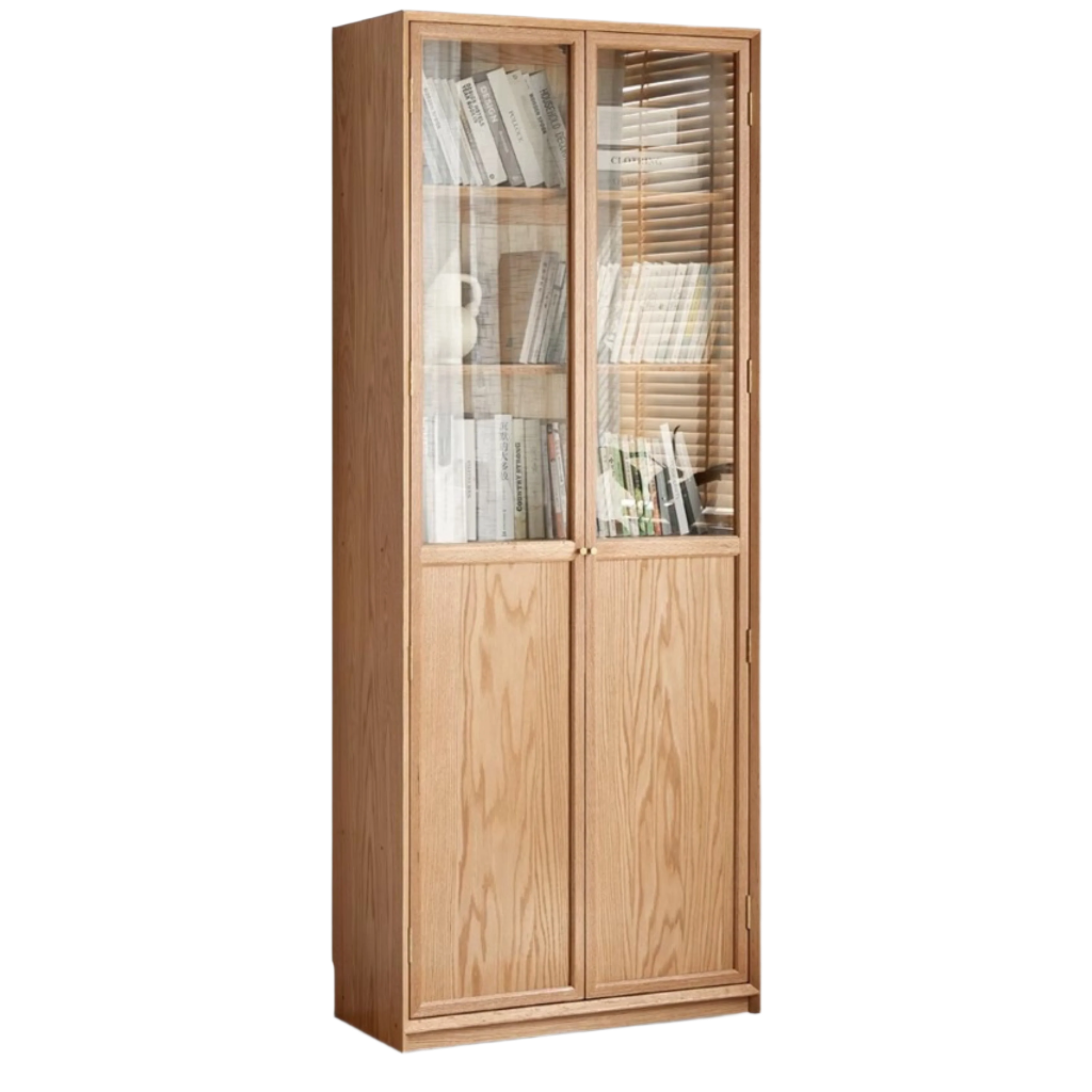Oak Solid Wooden Floor-Standing Bookcase Whole Wall Free Combination Bookshelf