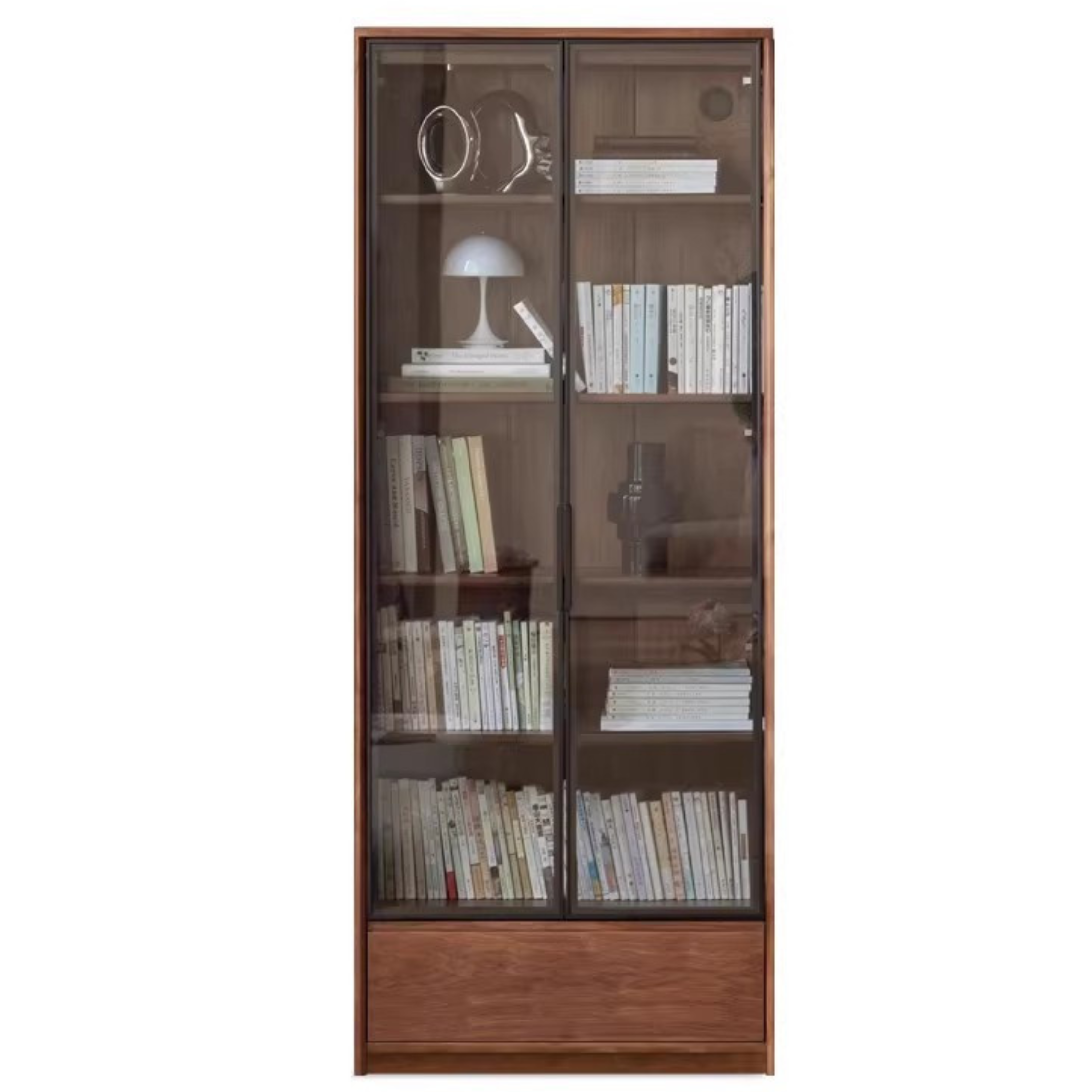 Black Walnut Solid Wood Bookcase Floor-Standing Free Combination Bookshelf