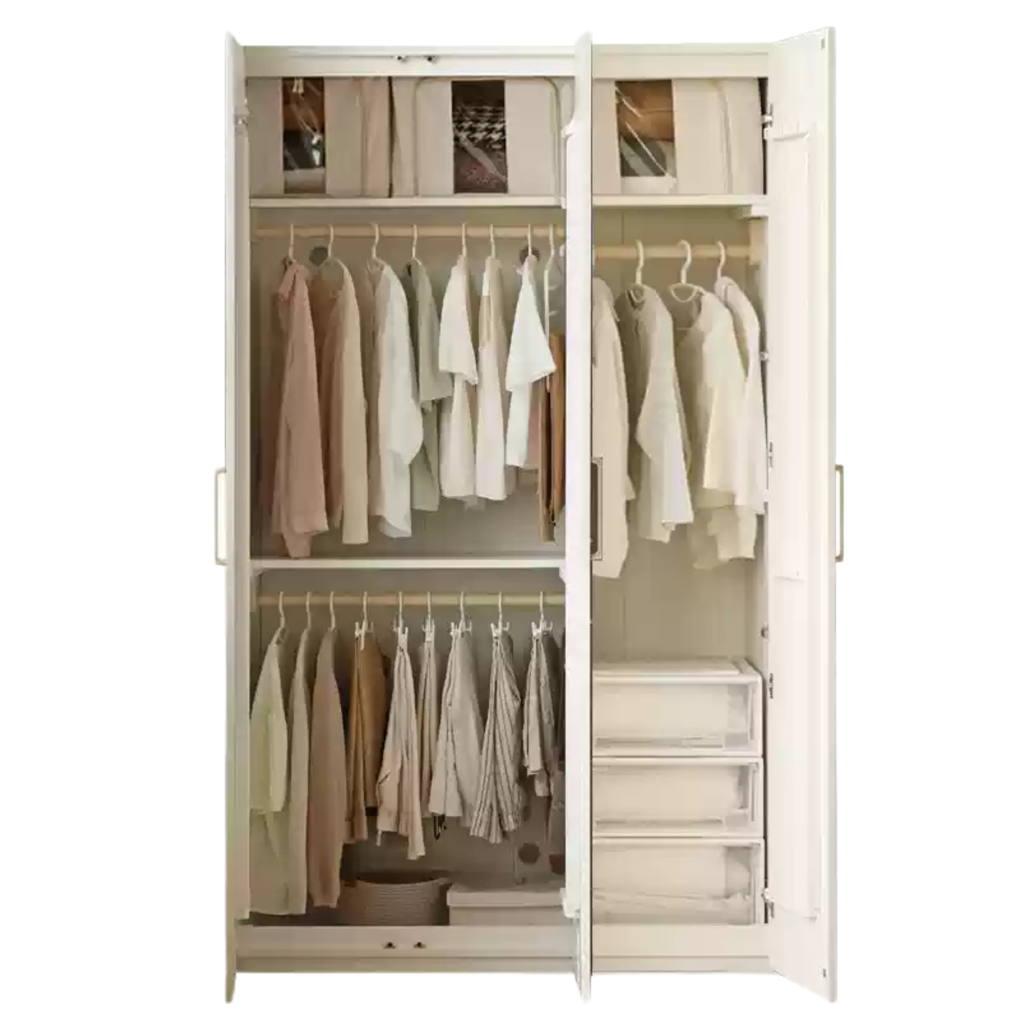 Pine Solid Wood Wardrobe French Cream Style: