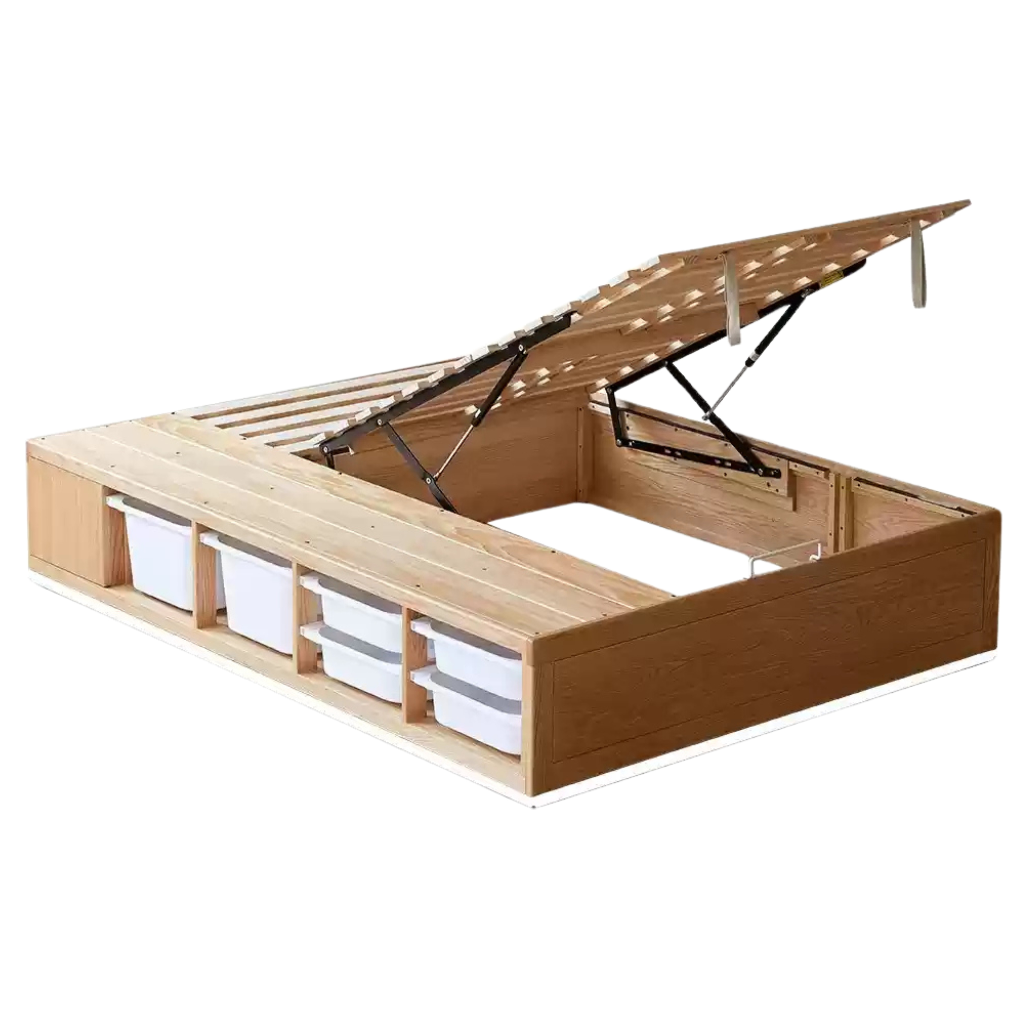 Oak Solid Wood Children's Box Platform Bed, Headboard-Free Bed
