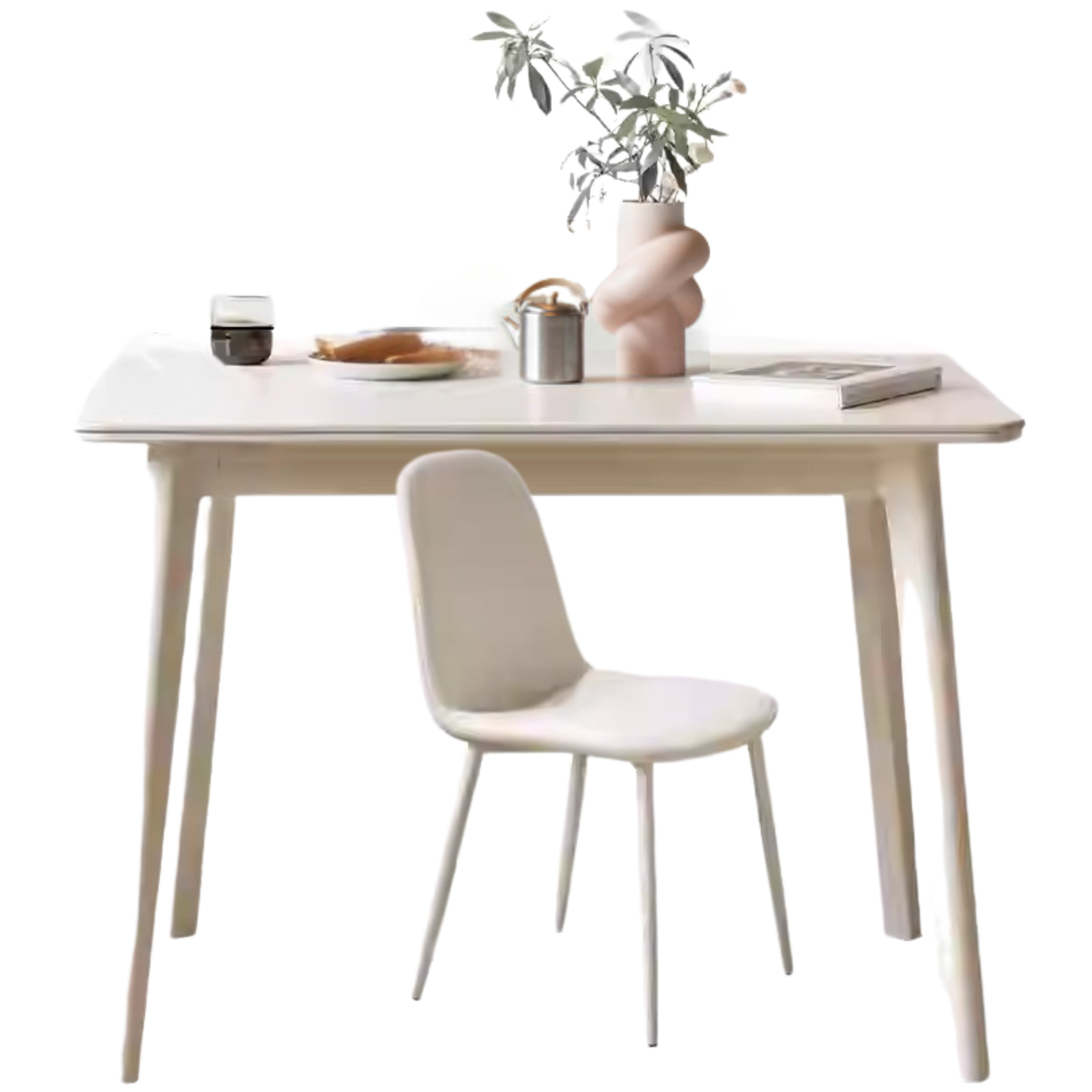 Rubber Solid Wood Ectangular Rock Plate Dining Table
