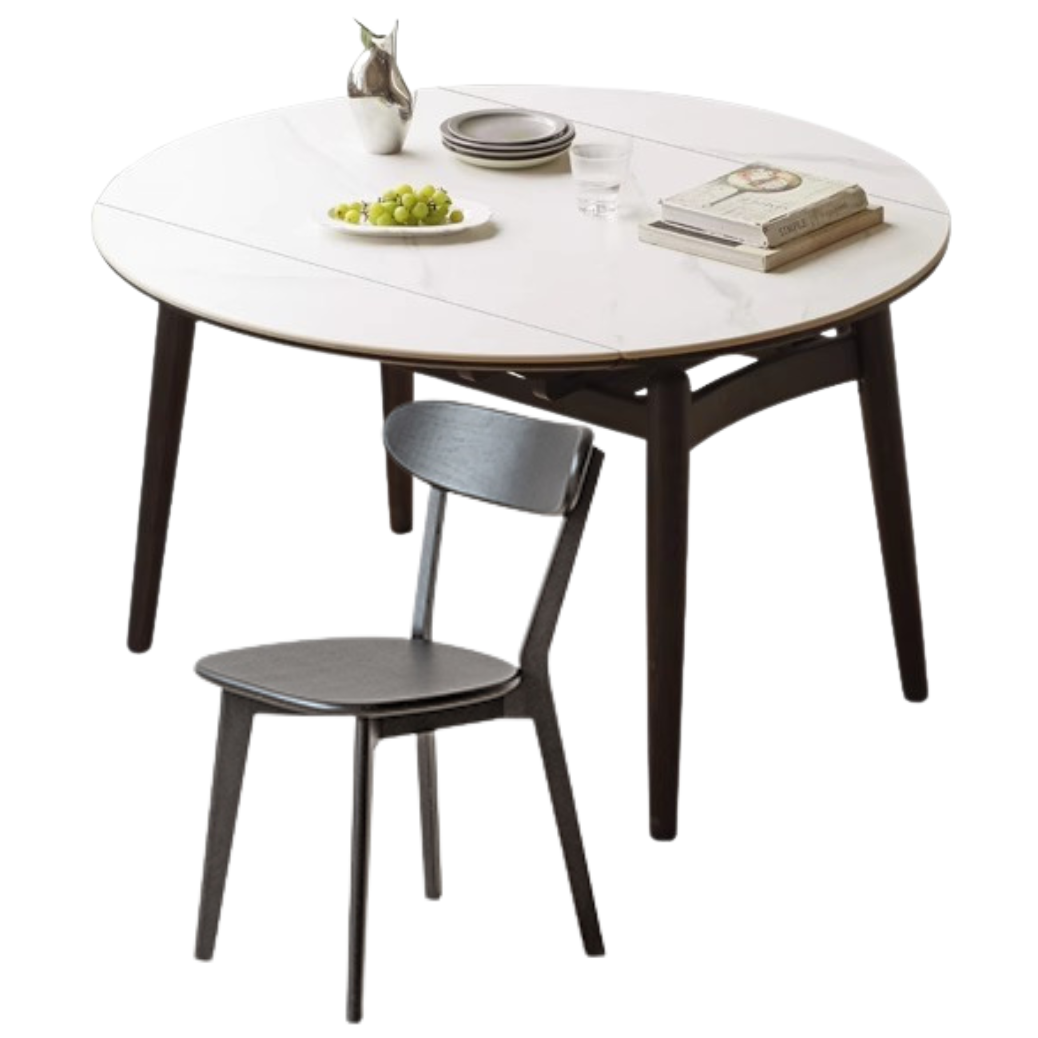 Oak Solid Wood Light Luxury Rock Retractable Dining Table