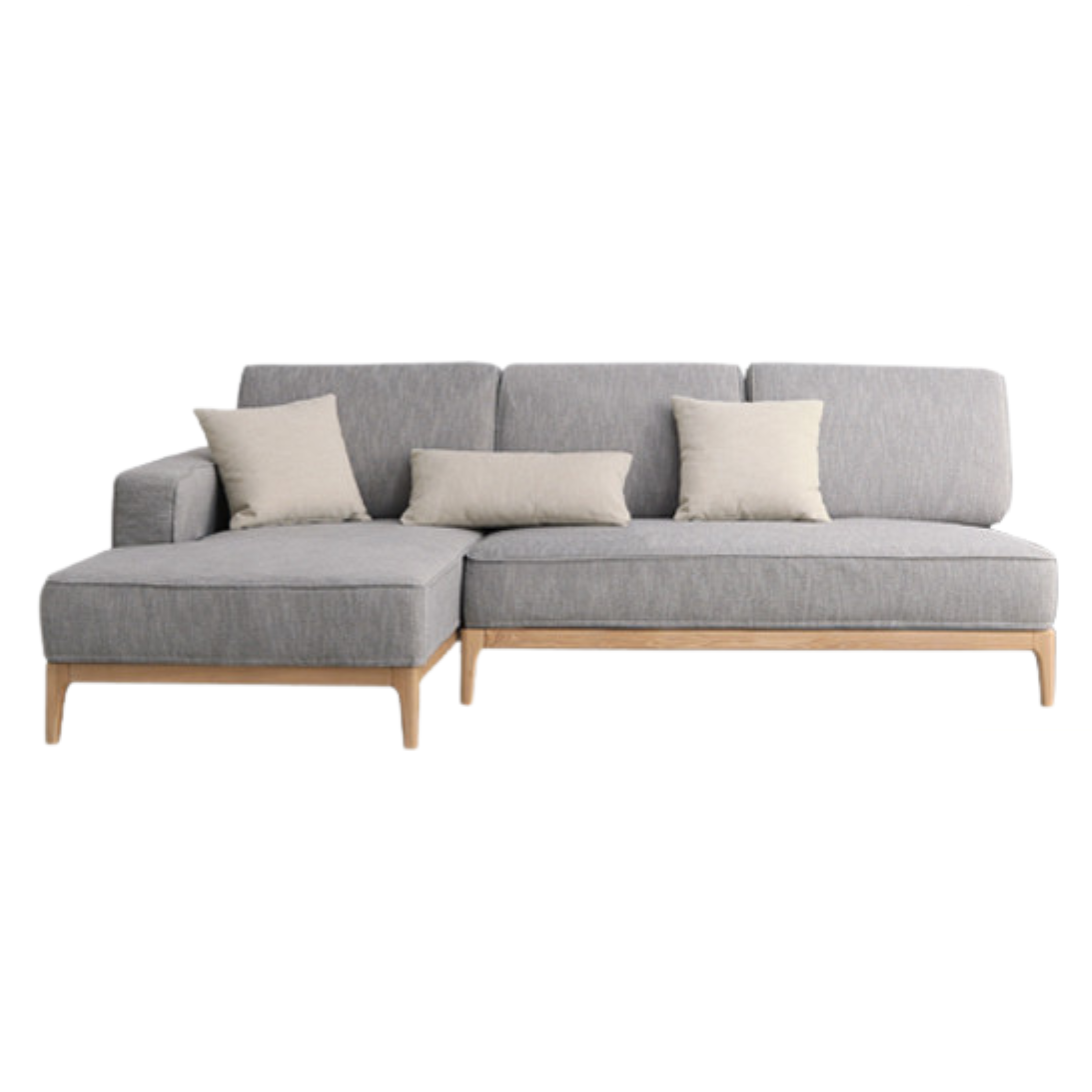 Ash Solid Wood Fabric Corner Sofa Modern Simple