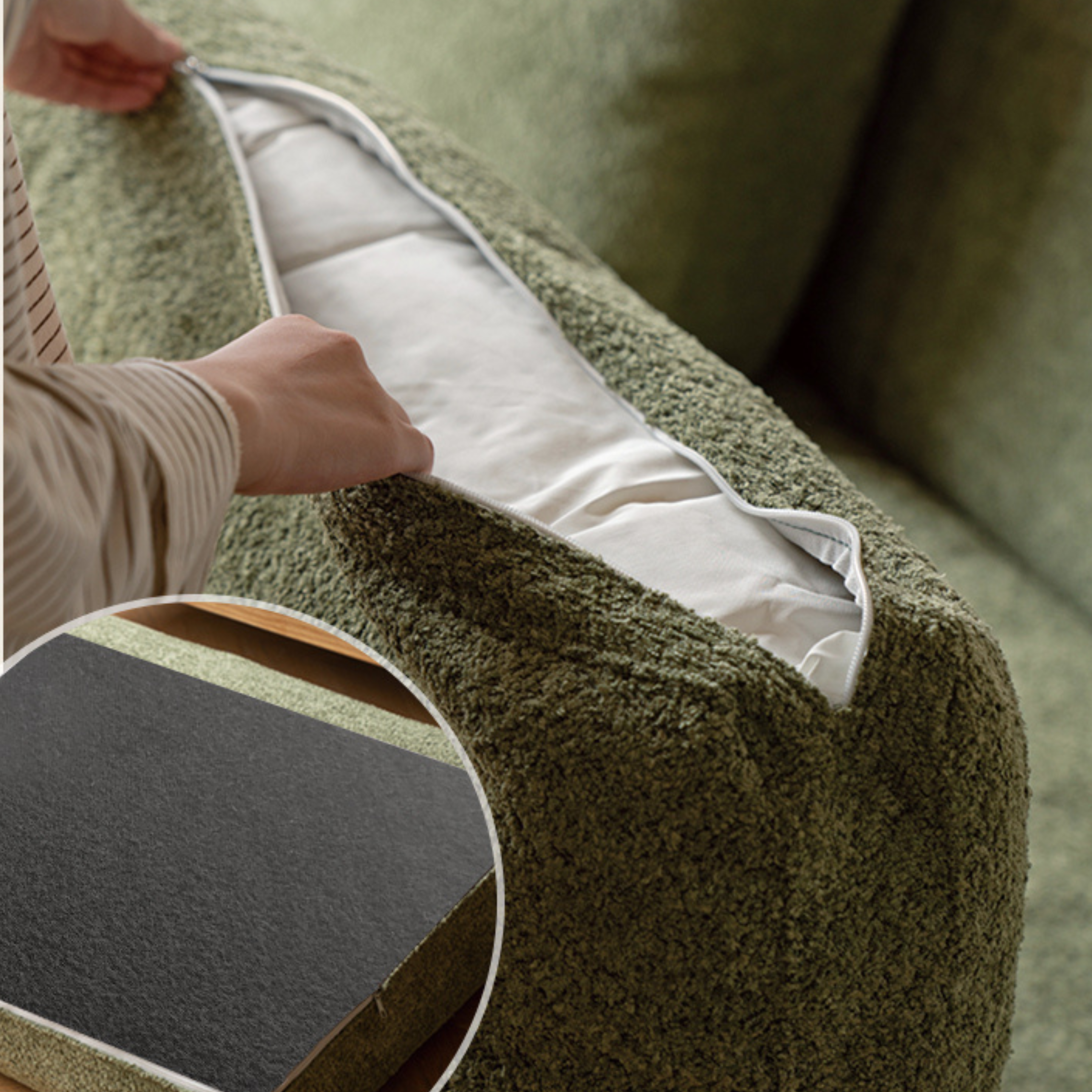 Ash Solid Wood Fabric Sofa Nordic Modern