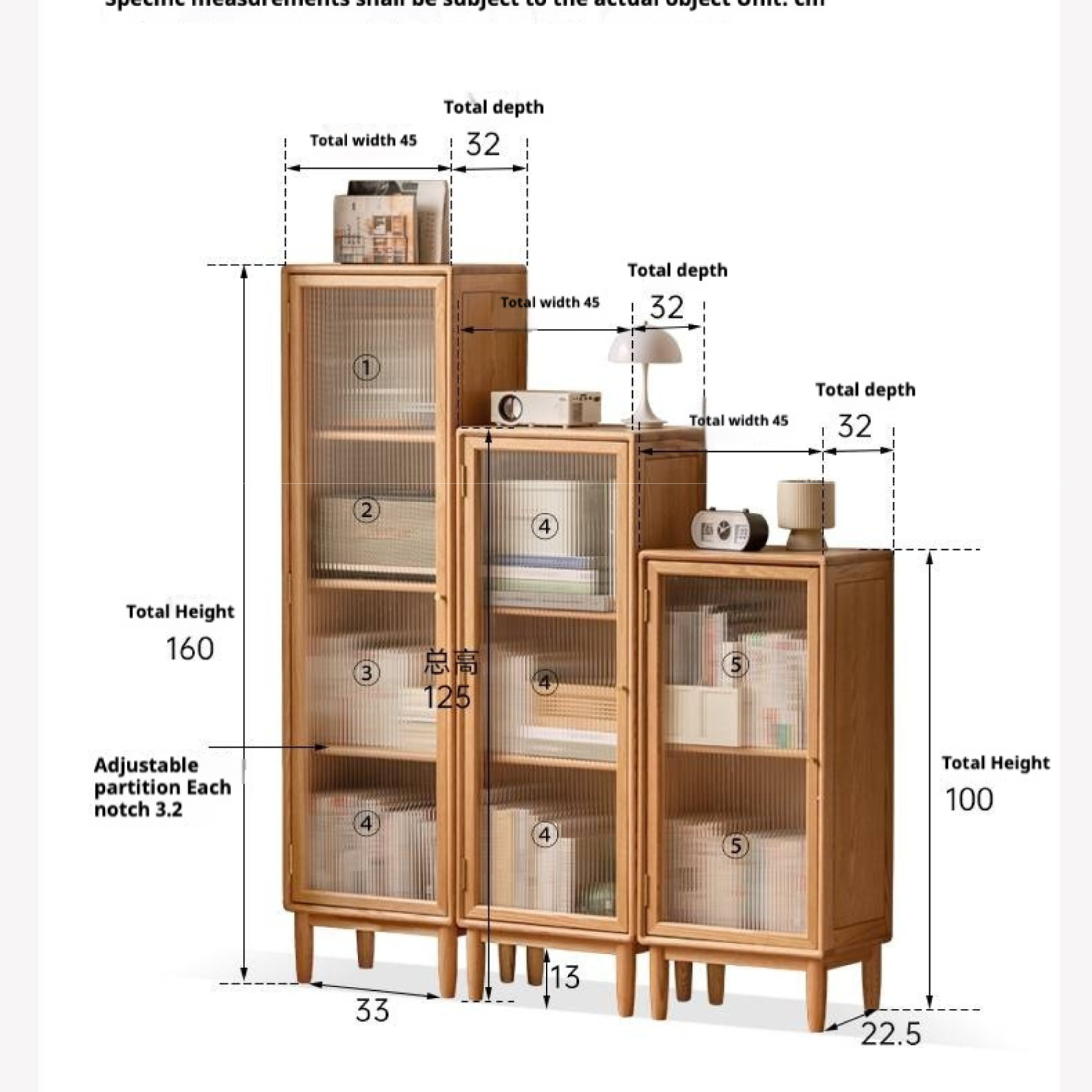 Beech Solid Wood Side Cabinet, Small Bookcase.
