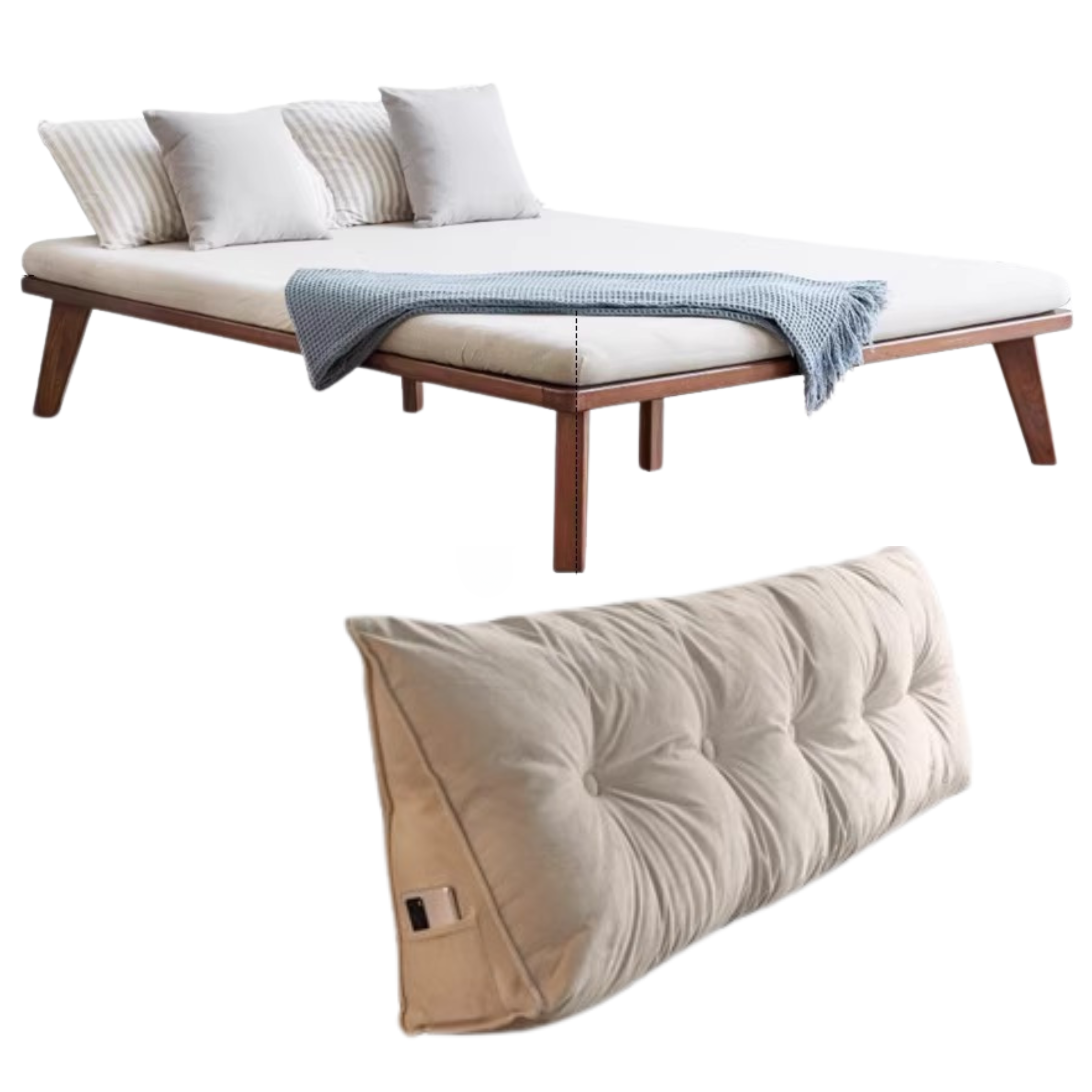Oak solid wood platform bed, headboard-free bed