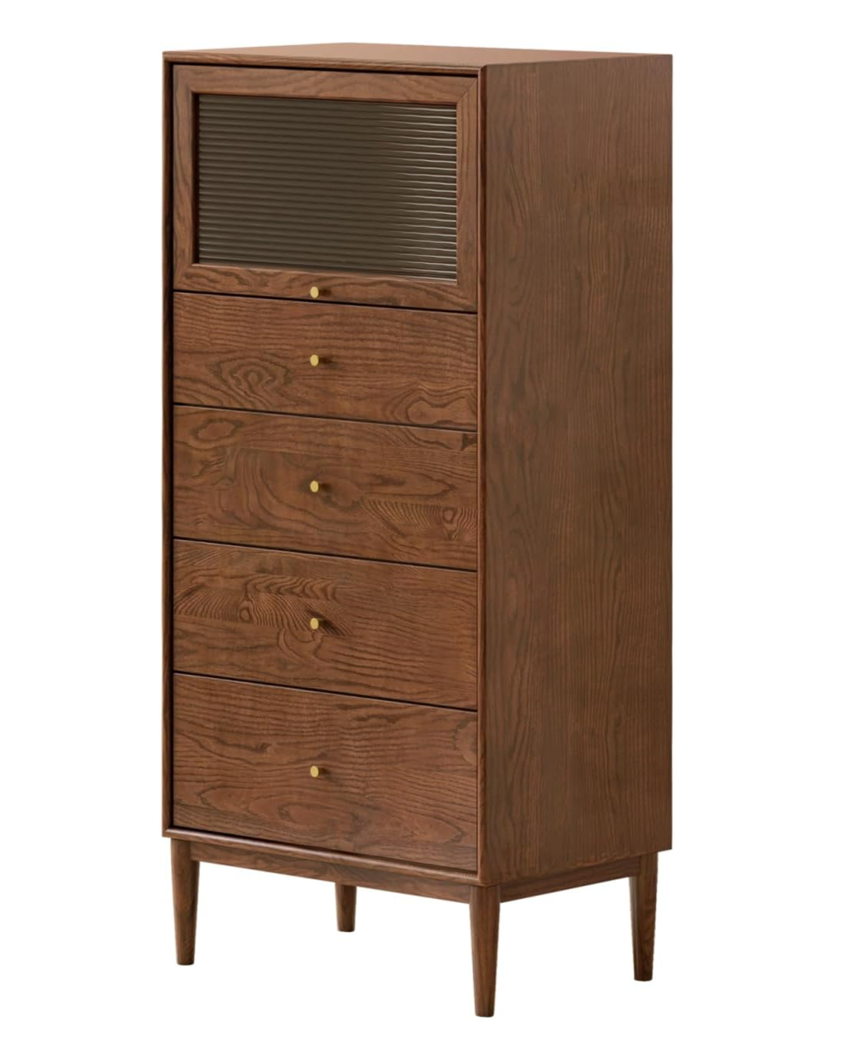 Oak Solid Wood Chest of Drawers Flip Glass Door