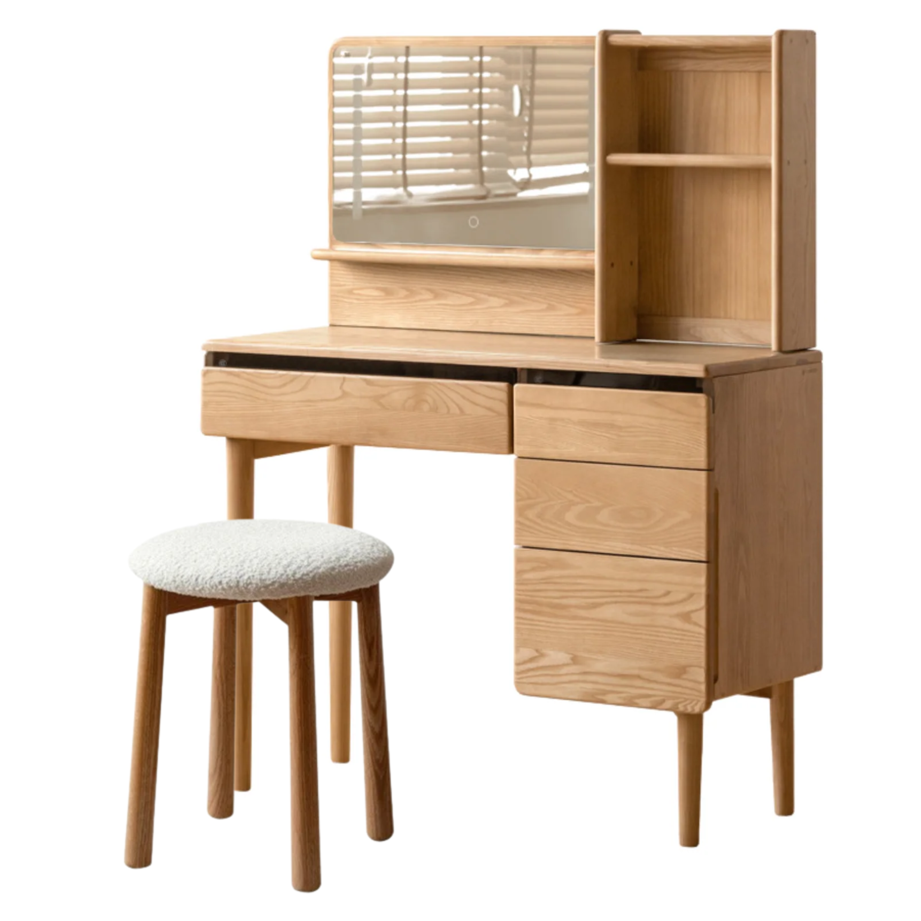 Oak Solid Wood Multifunctional Modern Vanity Table Set