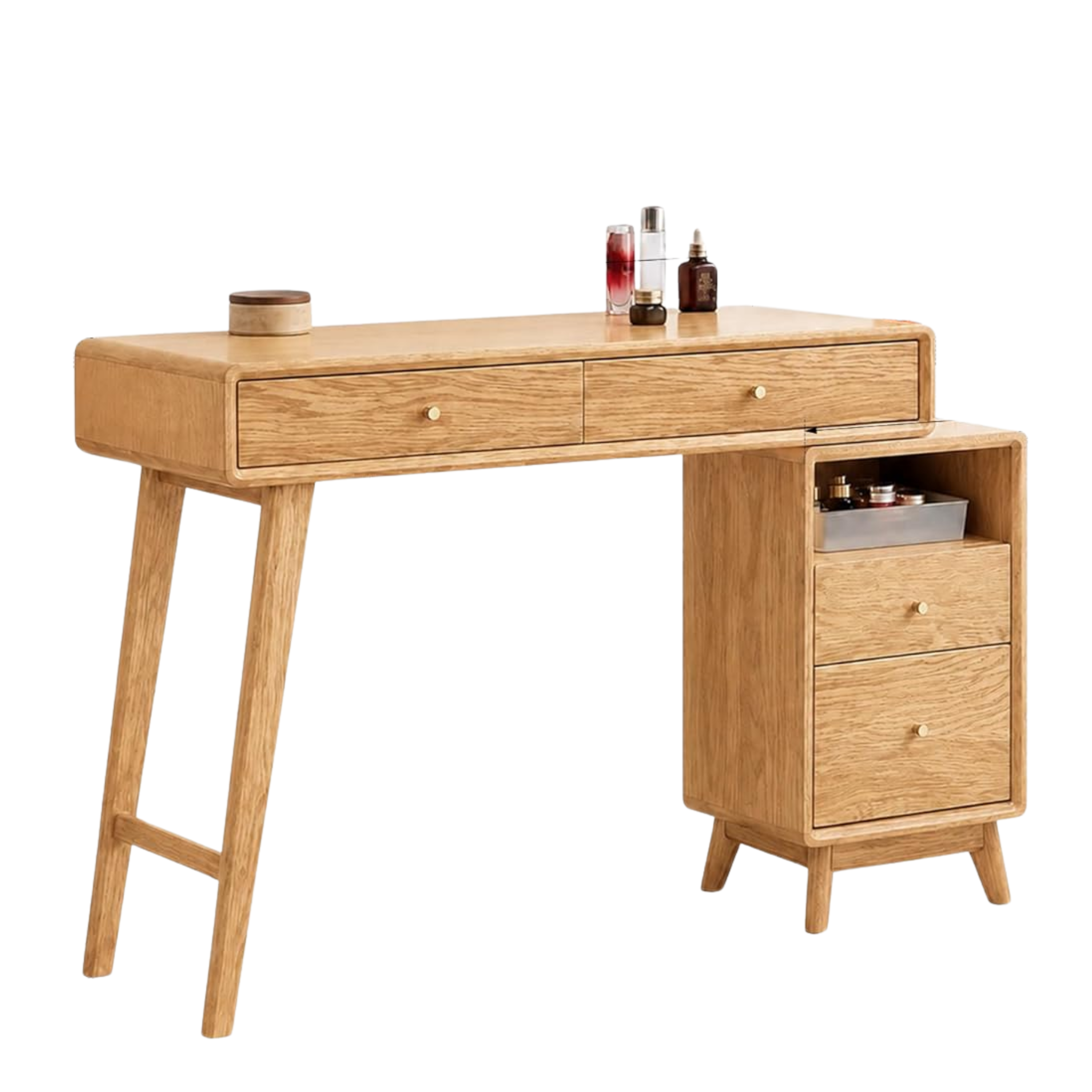 Oak Solid Wood Telescopic Vanity Table Cabinet
