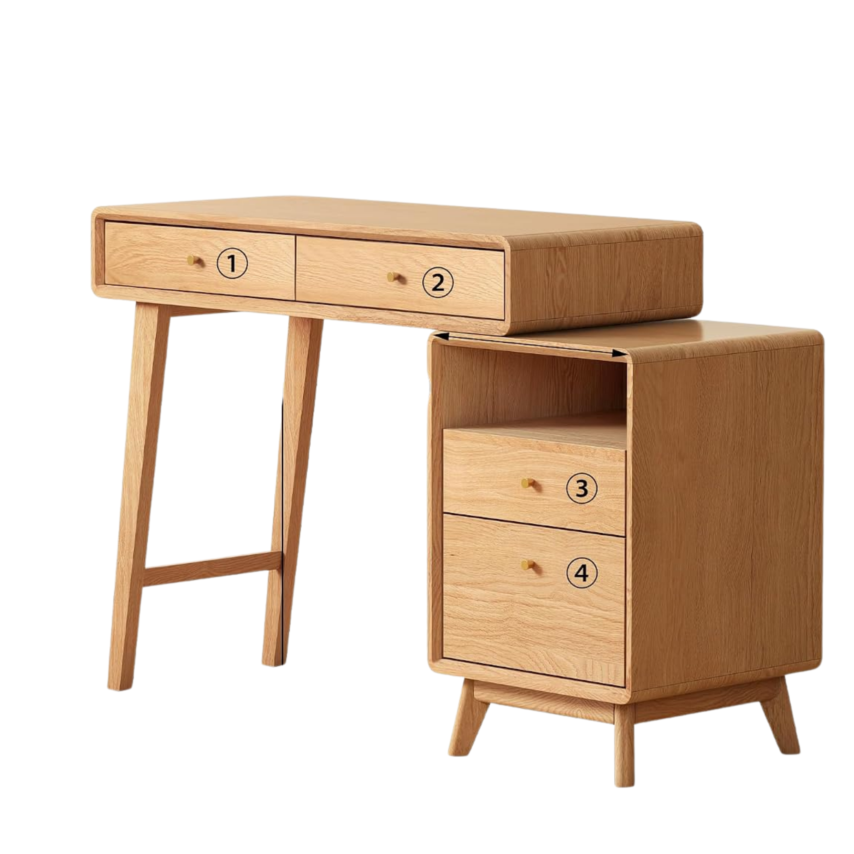 Oak Solid Wood Telescopic Vanity Table Cabinet