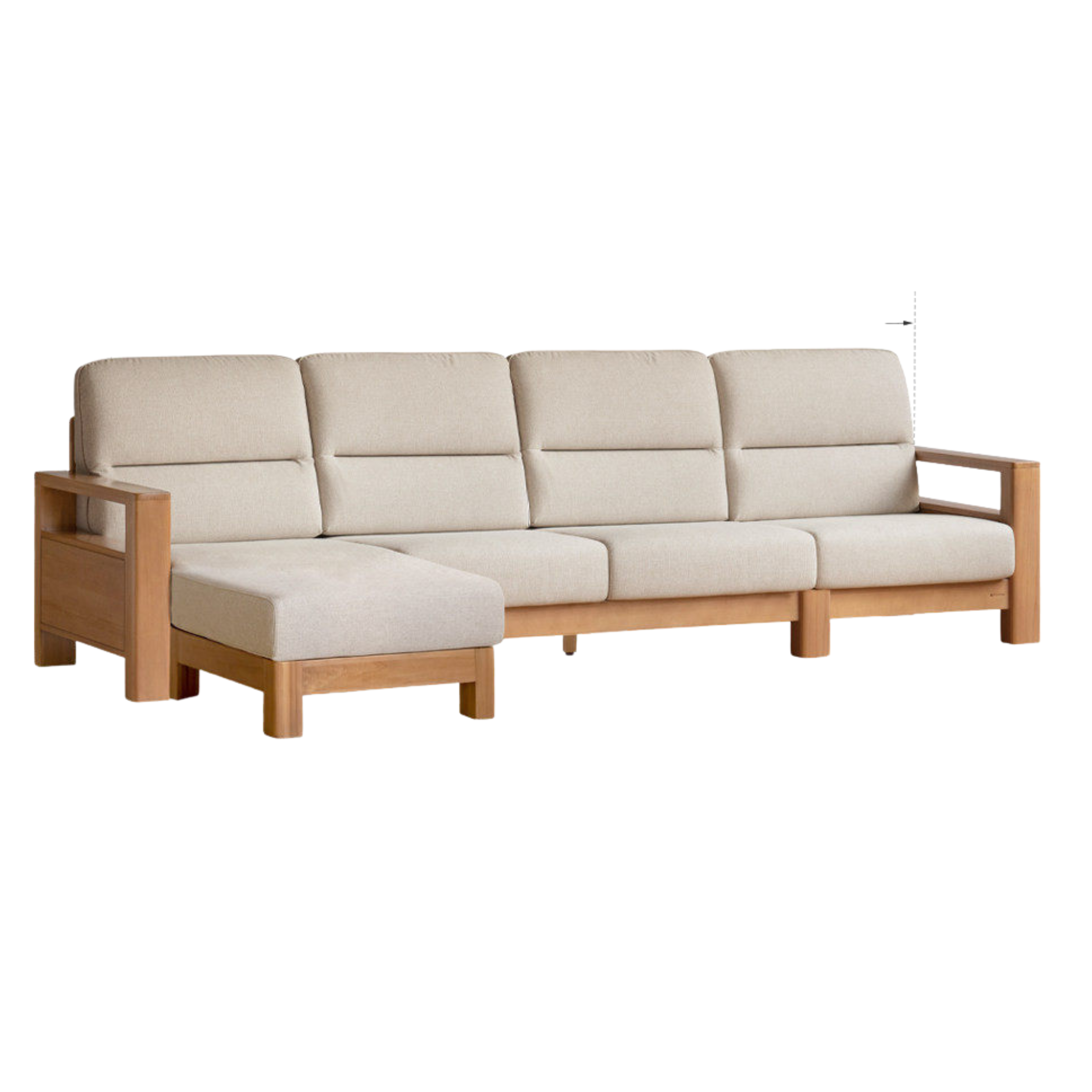 Poplar Solid Wood Sofa Modern Simple High Back Fabric Sofa