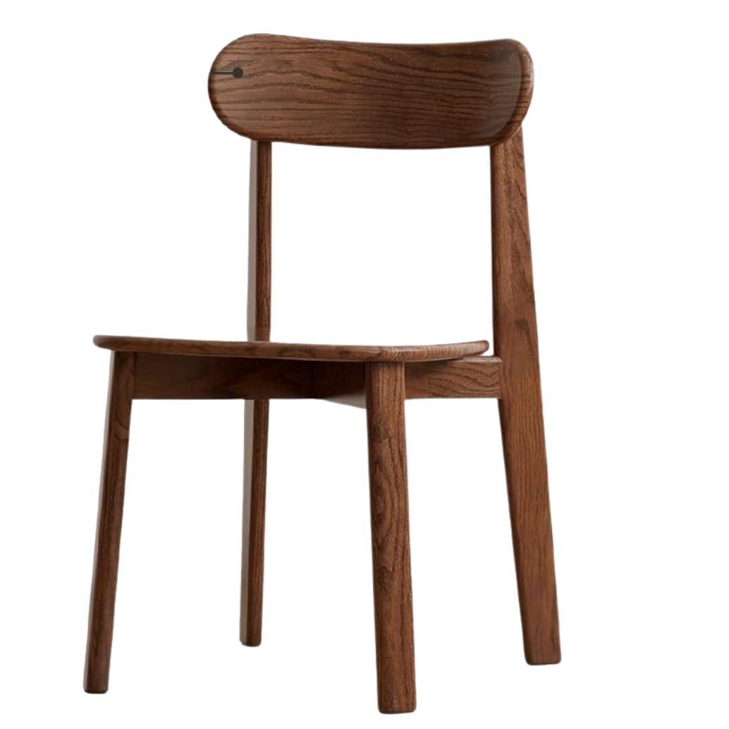Oak Solid Wood Kitchen Chairs with Curved Backrest