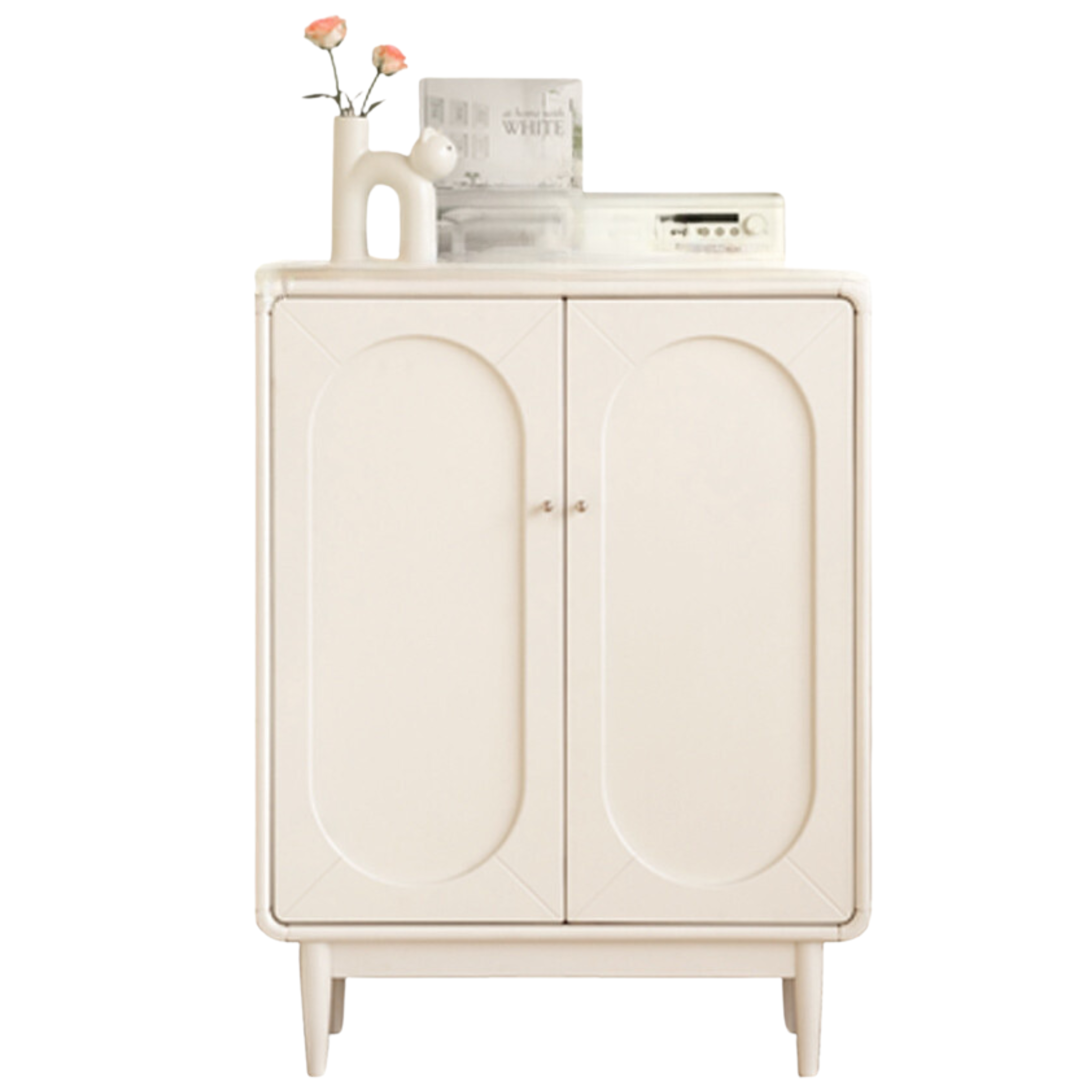 Pine Solid wood shoe cabinet French cream style: