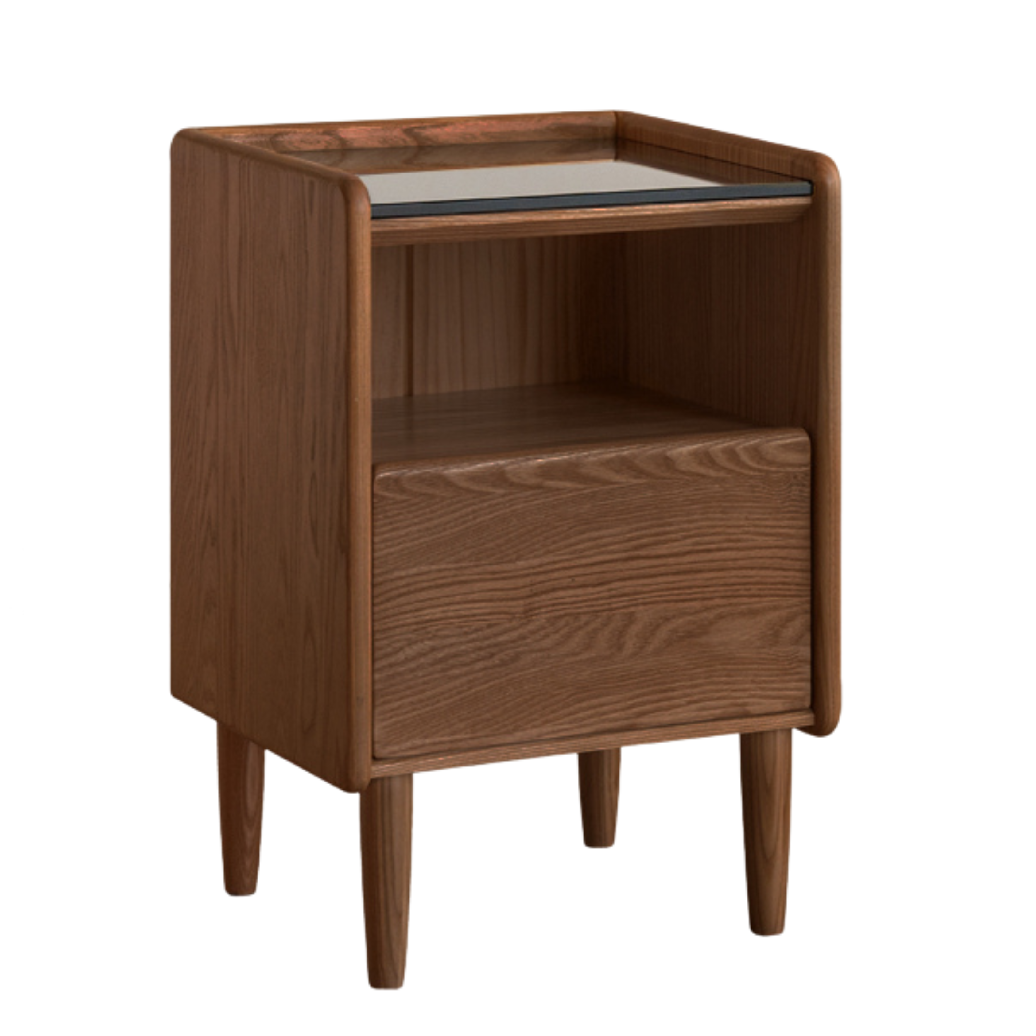 Ash, Cherry, Black walnut, Poplar, Rubber Solid Wood Modern Nightstand.