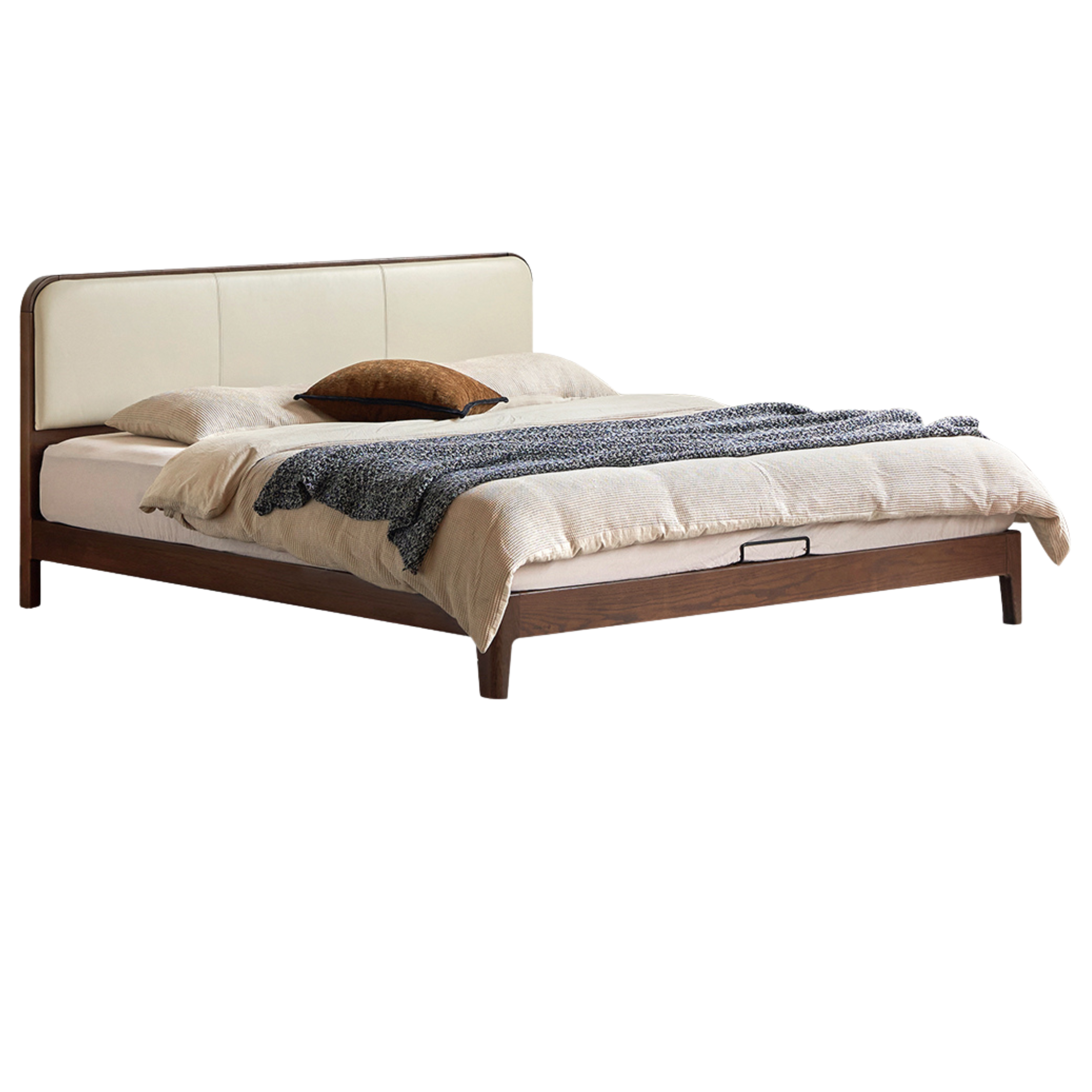 Oak,Rubber Wood Solid Wood Bed Technology Fabric