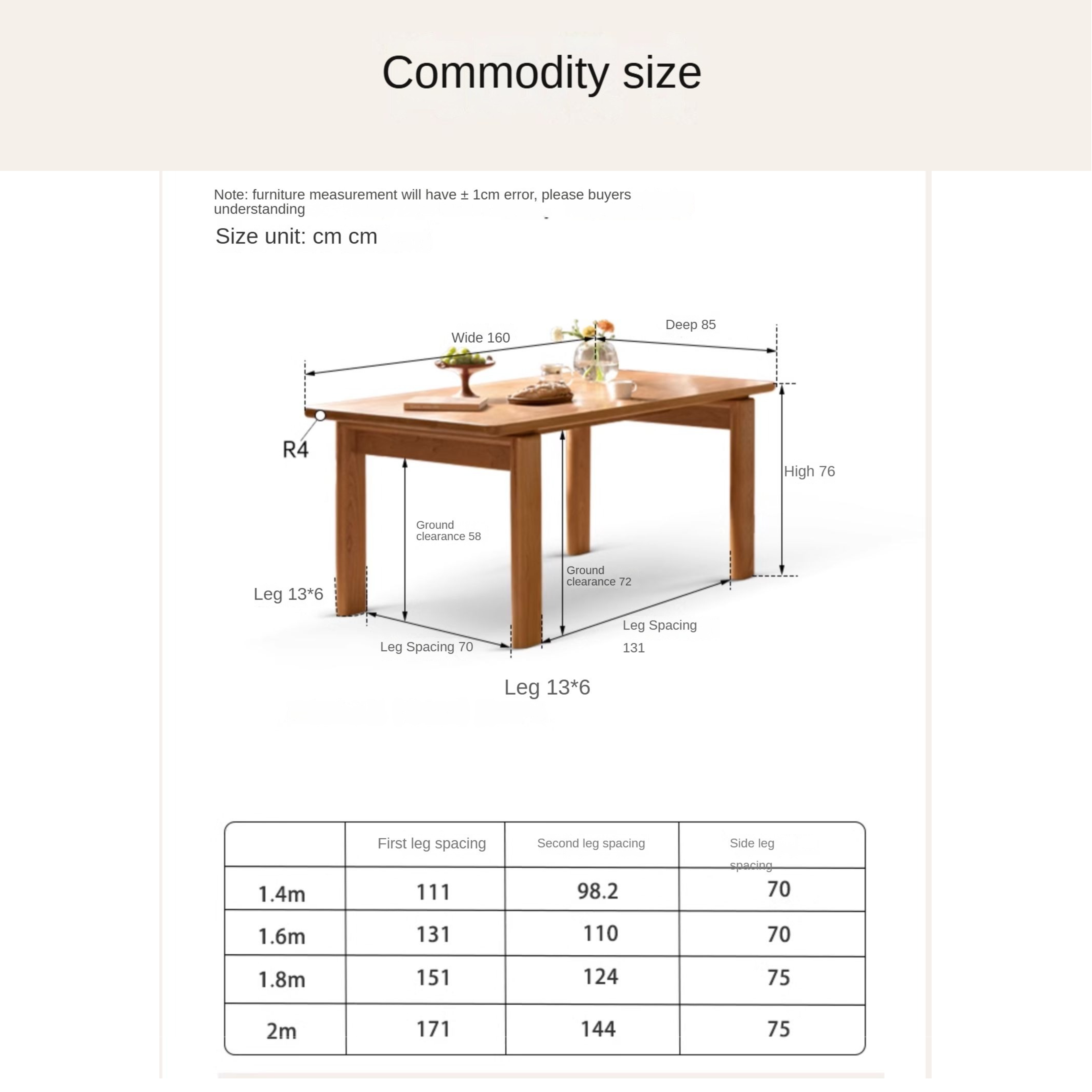 Cherry Solid Wood Long Dining Table