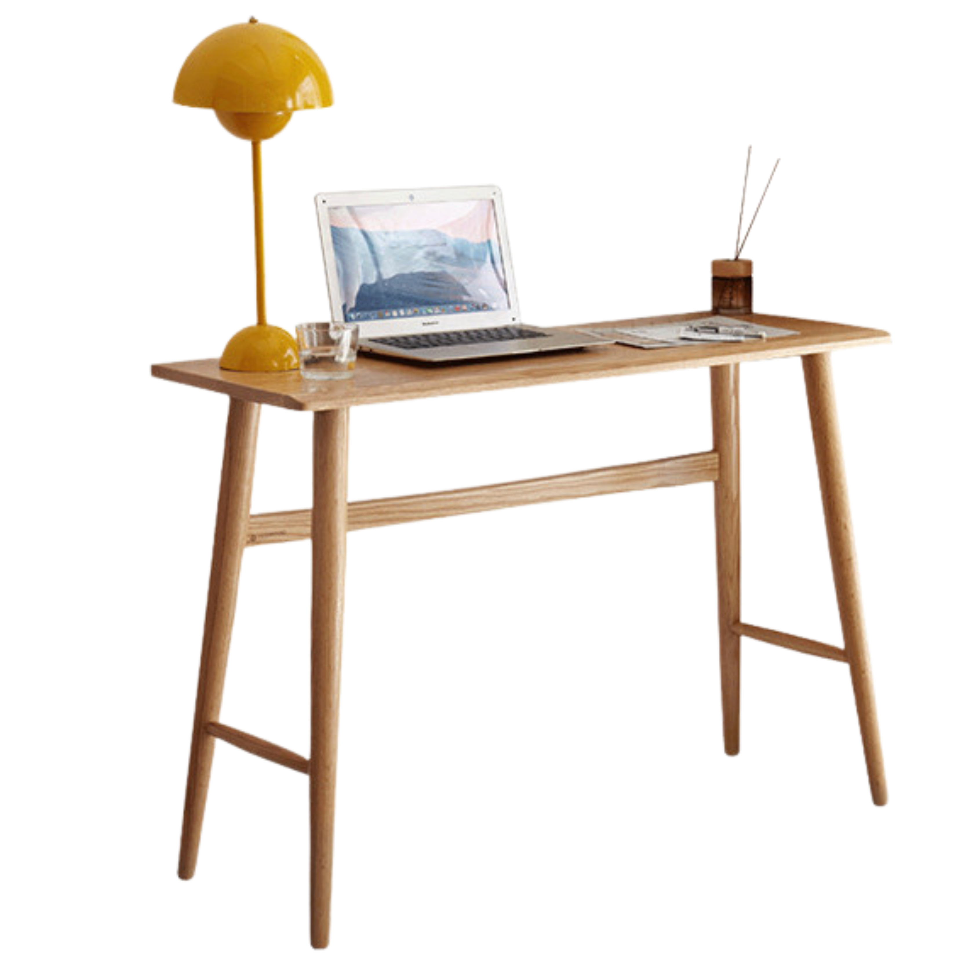 Oak, Cherry Solid Wood Narrow Office Desk