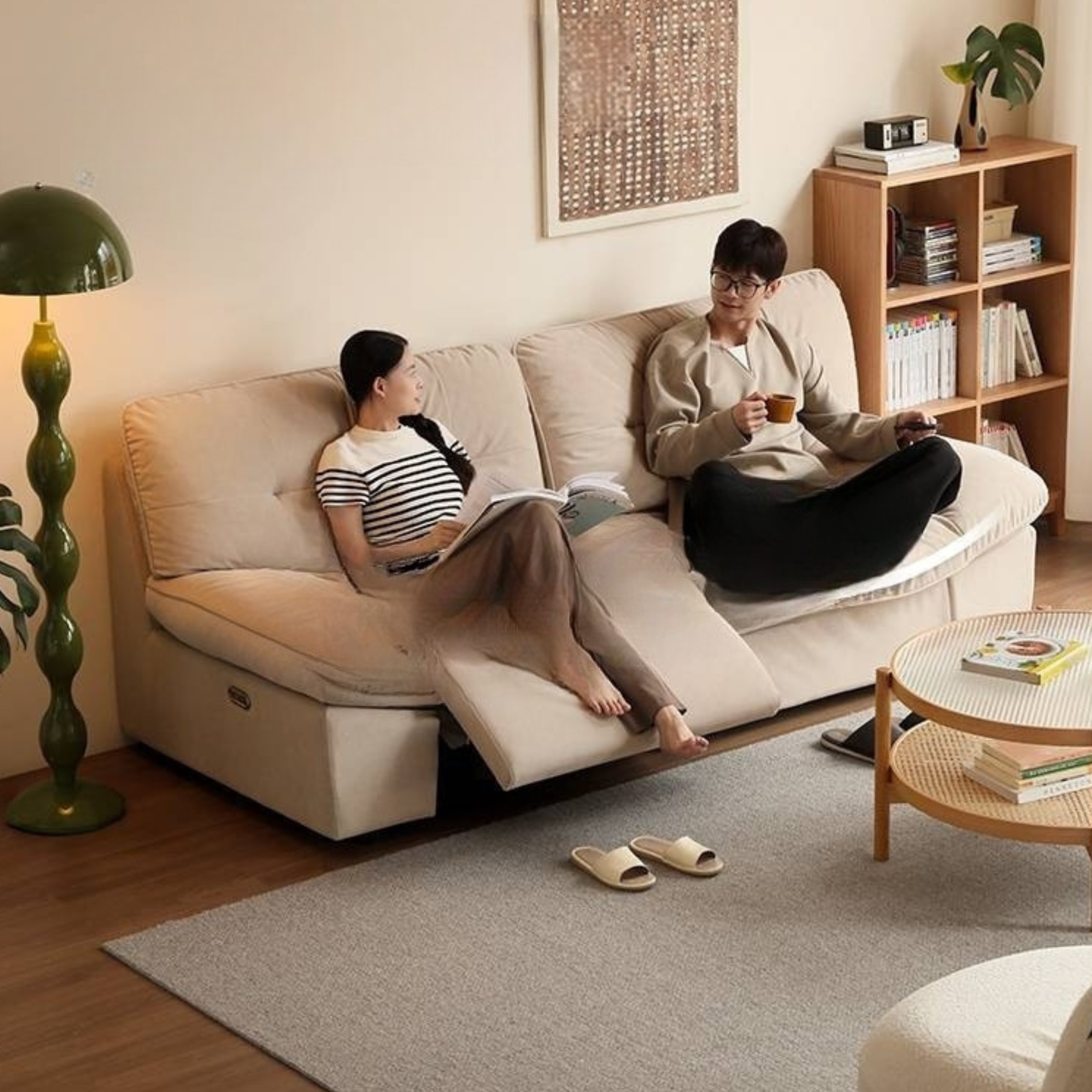 Fabric Sofa Italian Minimalist White Cloud Sofa.
