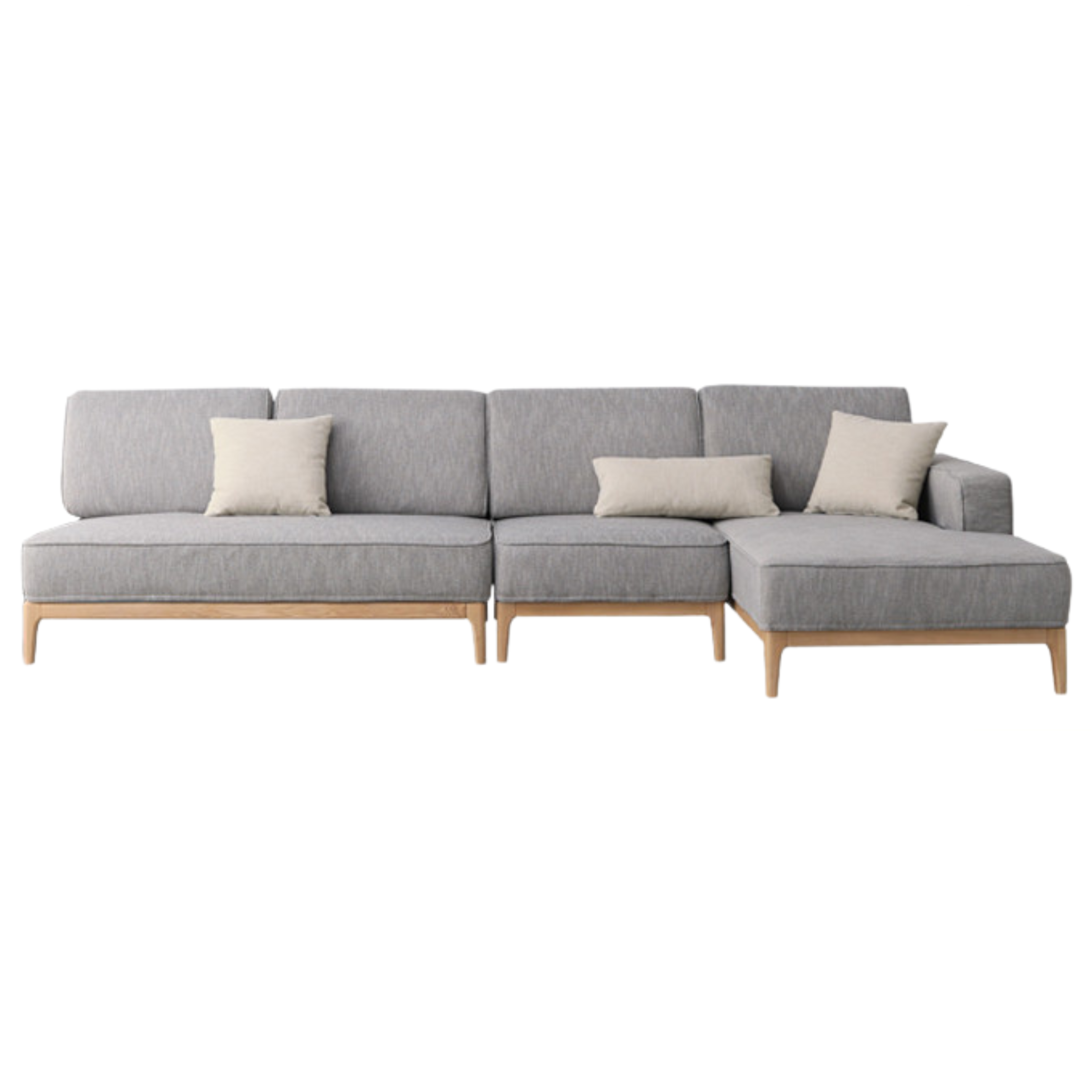 Ash Solid Wood Fabric Corner Sofa Modern Simple